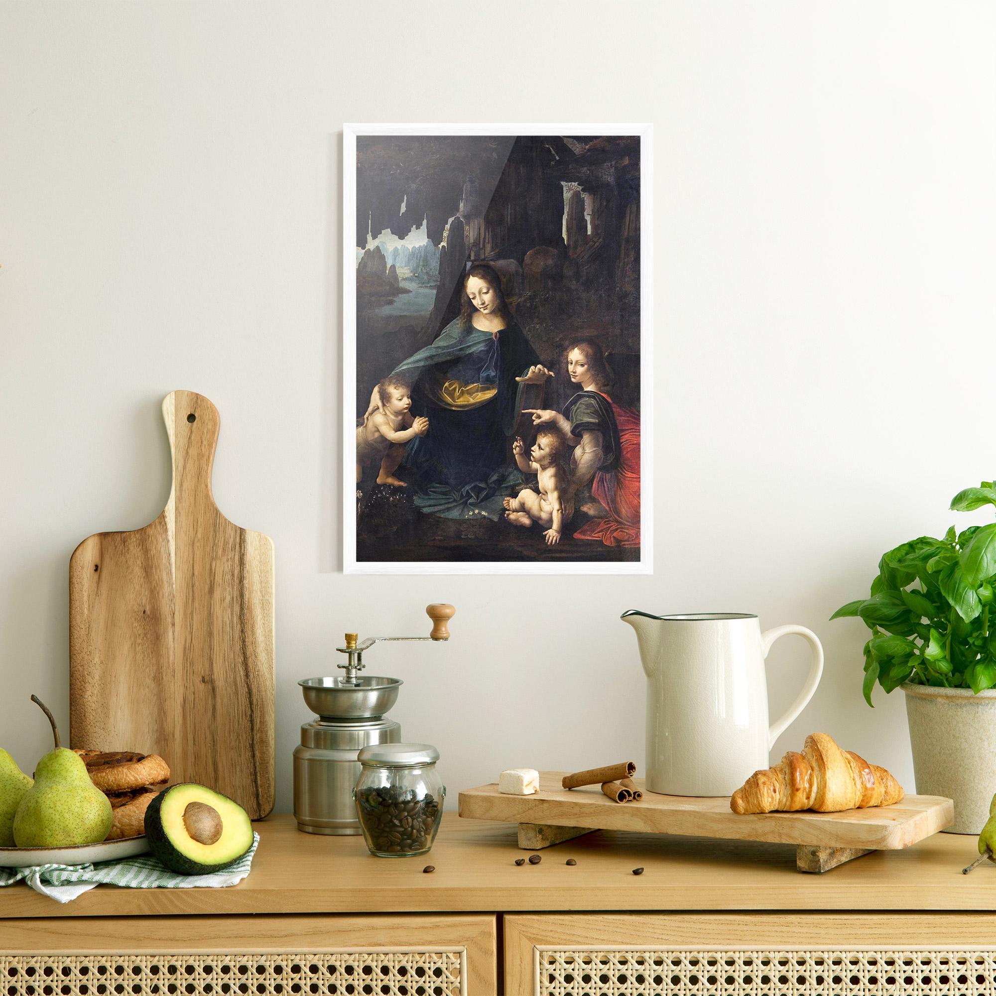 Poster Înrămat The Virgin Of The Rocks Leonardo Da Vinci mockup 8
