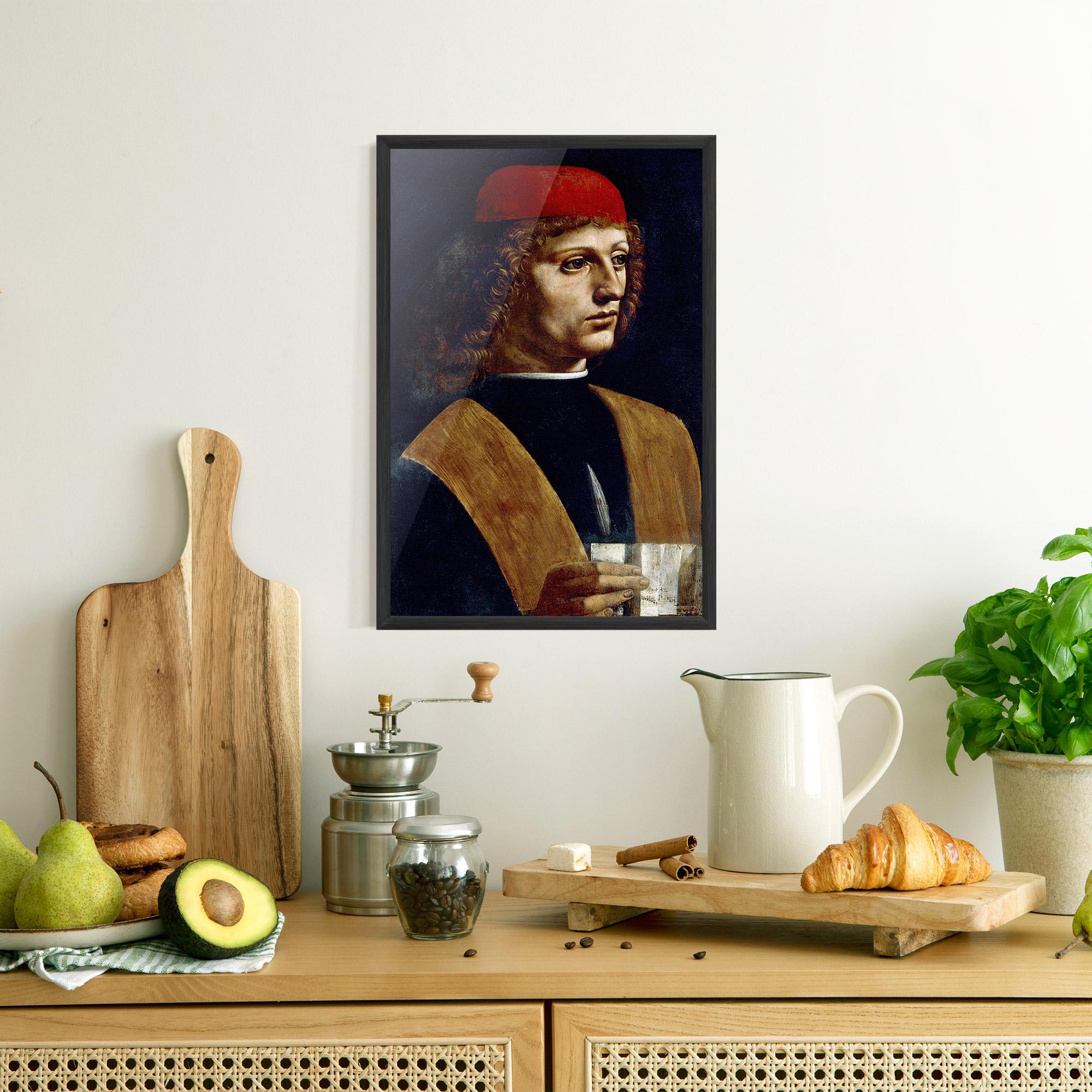 Poster Înrămat Leonardo Da Vinci's The Portrait Of A Musician mockup 8