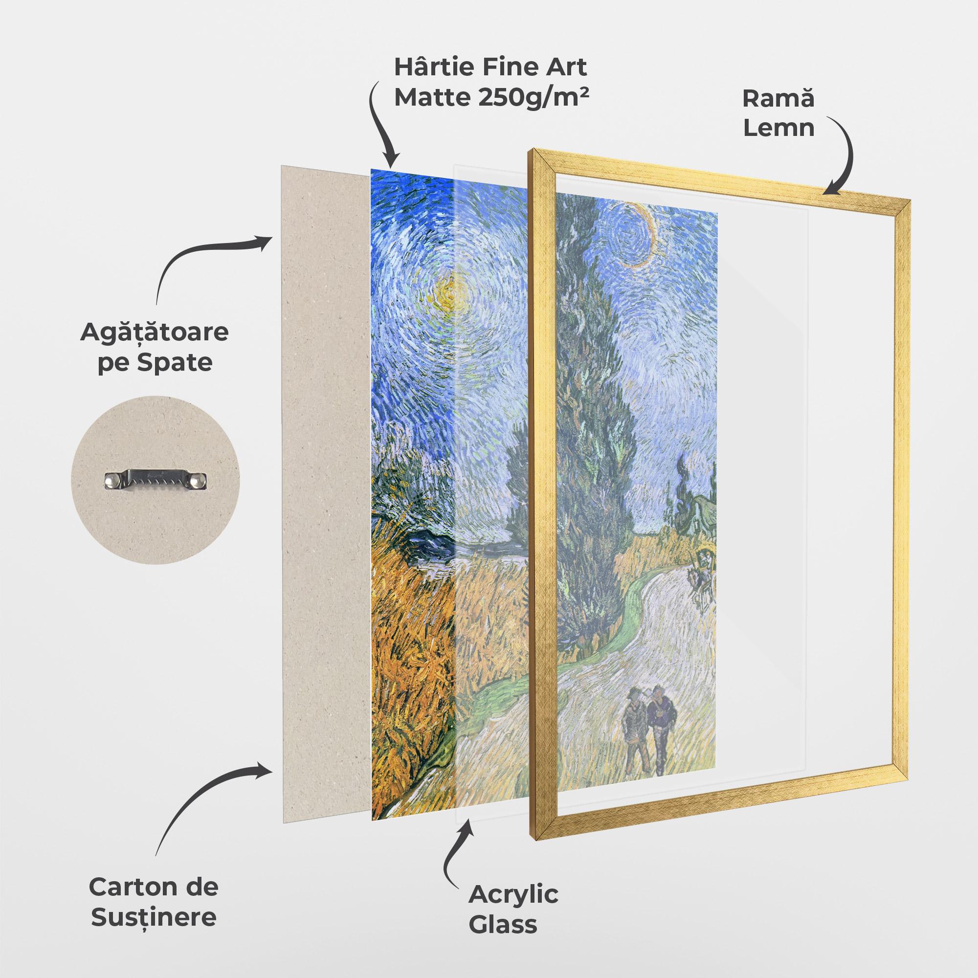 Poster Înrămat Road With Cypress mockup 1