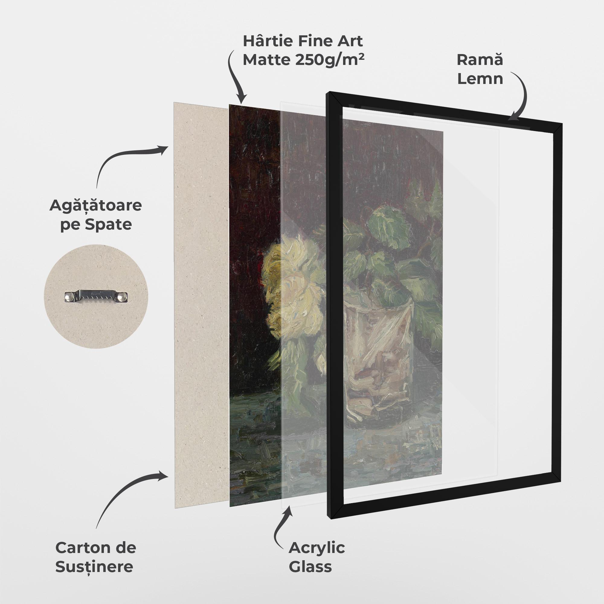 Poster Înrămat Glas Met Gele Rozen mockup 1