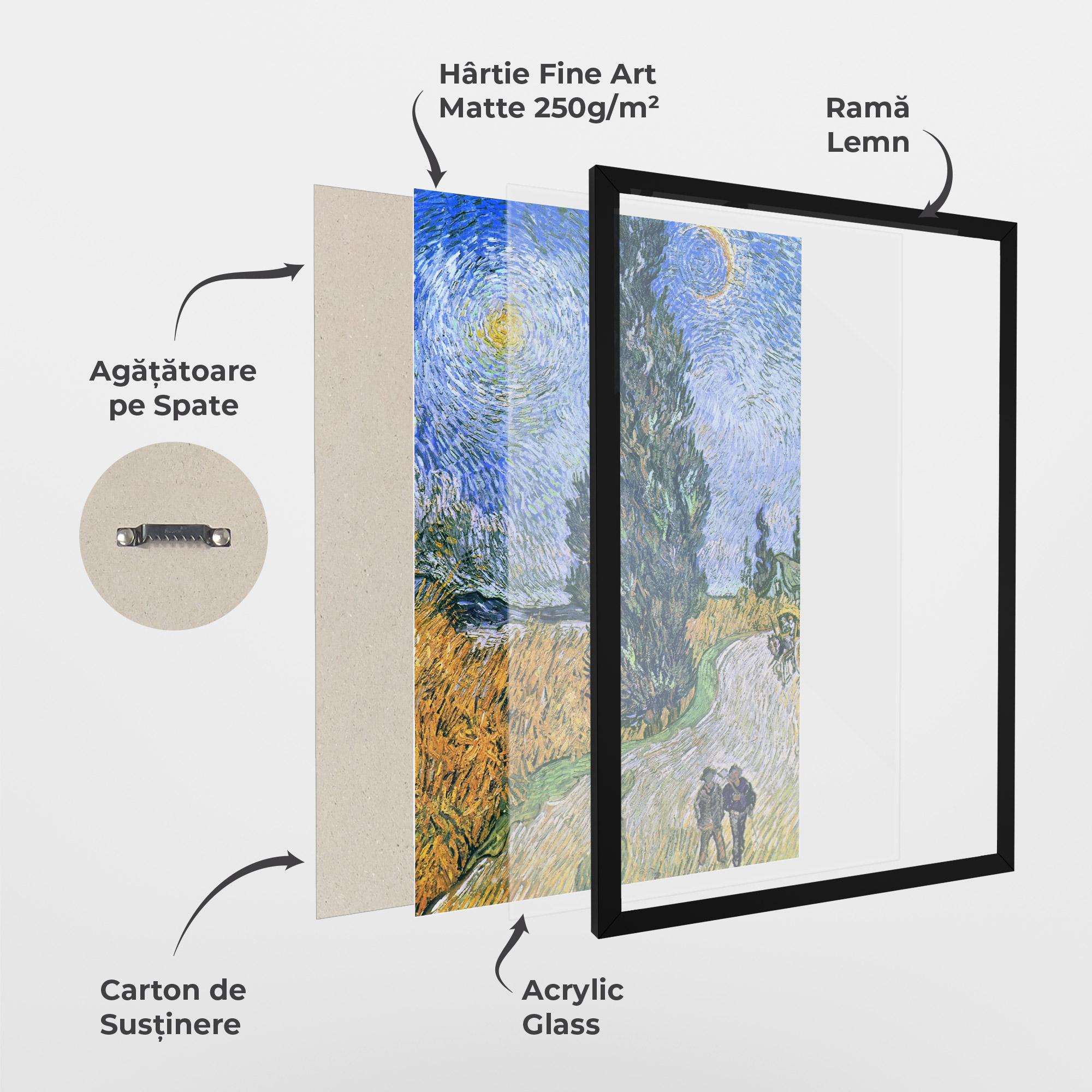 Poster Înrămat Road With Cypress mockup 1