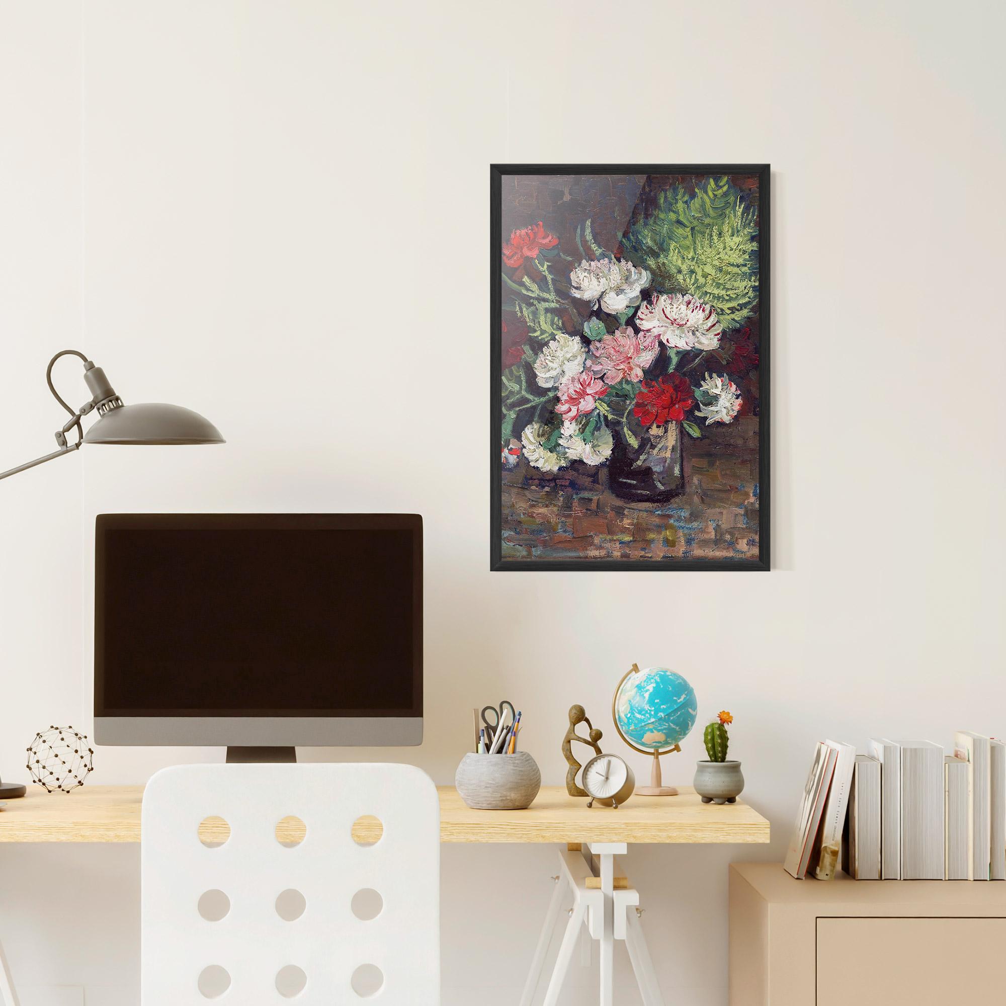 Poster Înrămat Vase With Carnations mockup 6