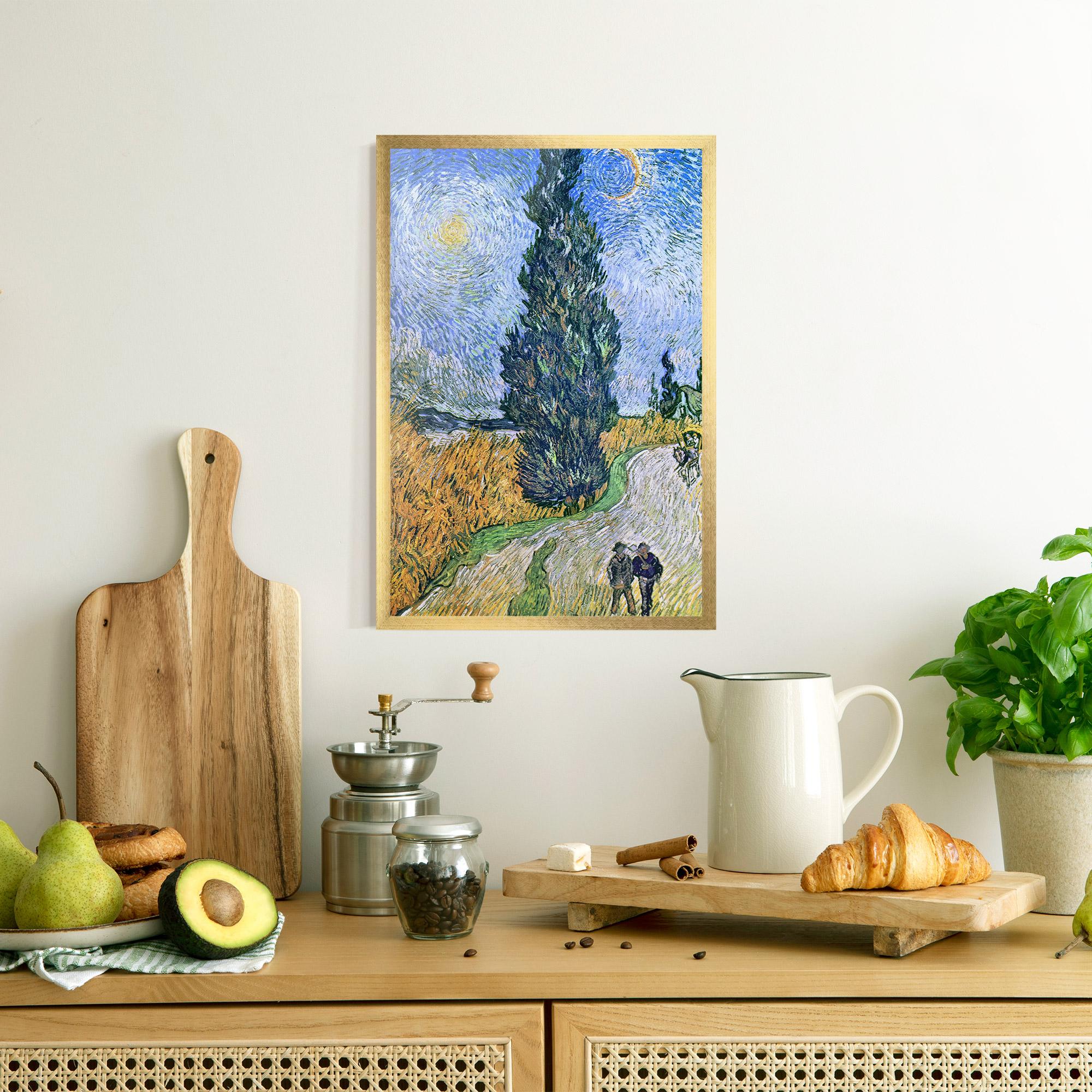 Poster Înrămat Road With Cypress mockup 8