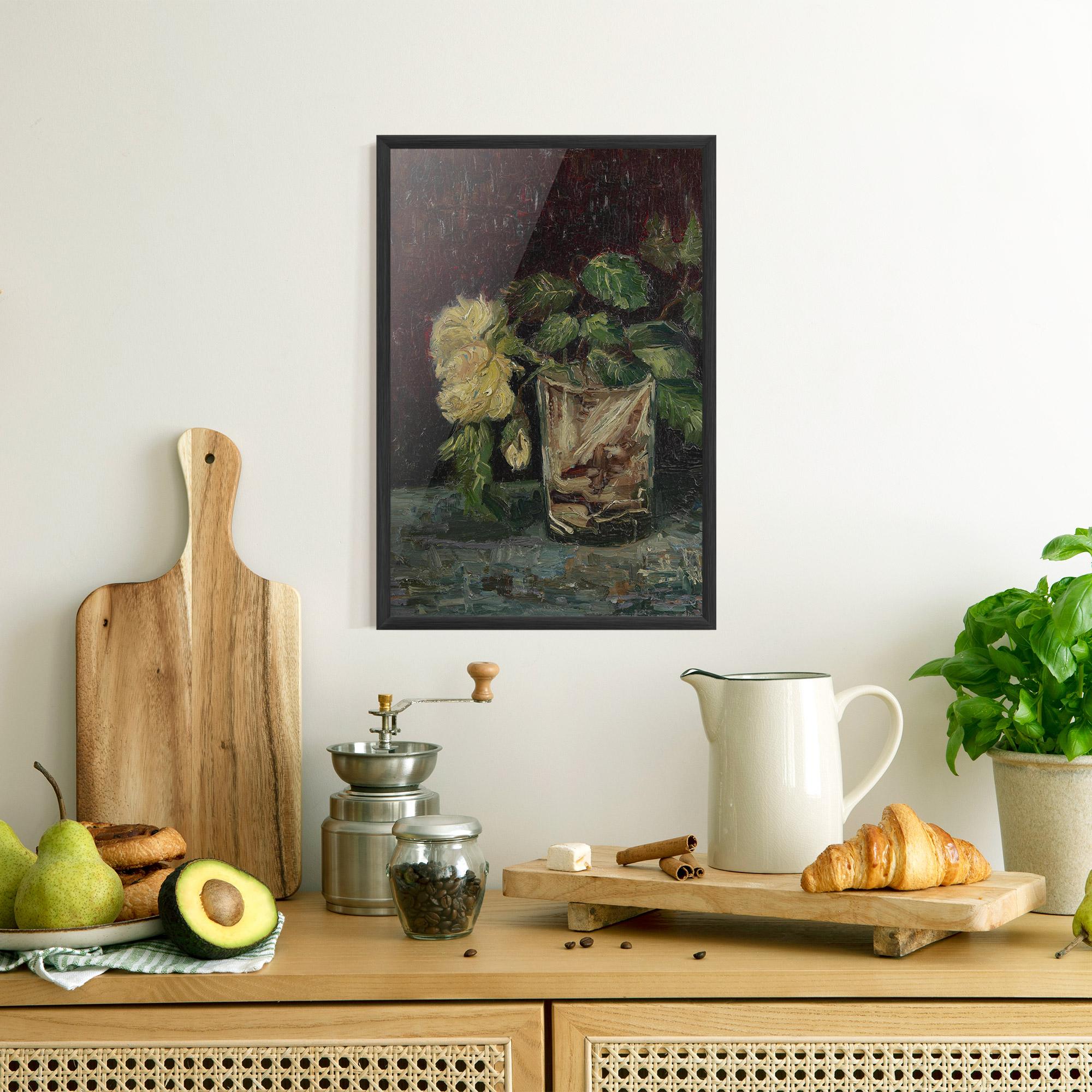 Poster Înrămat Glas Met Gele Rozen mockup 8