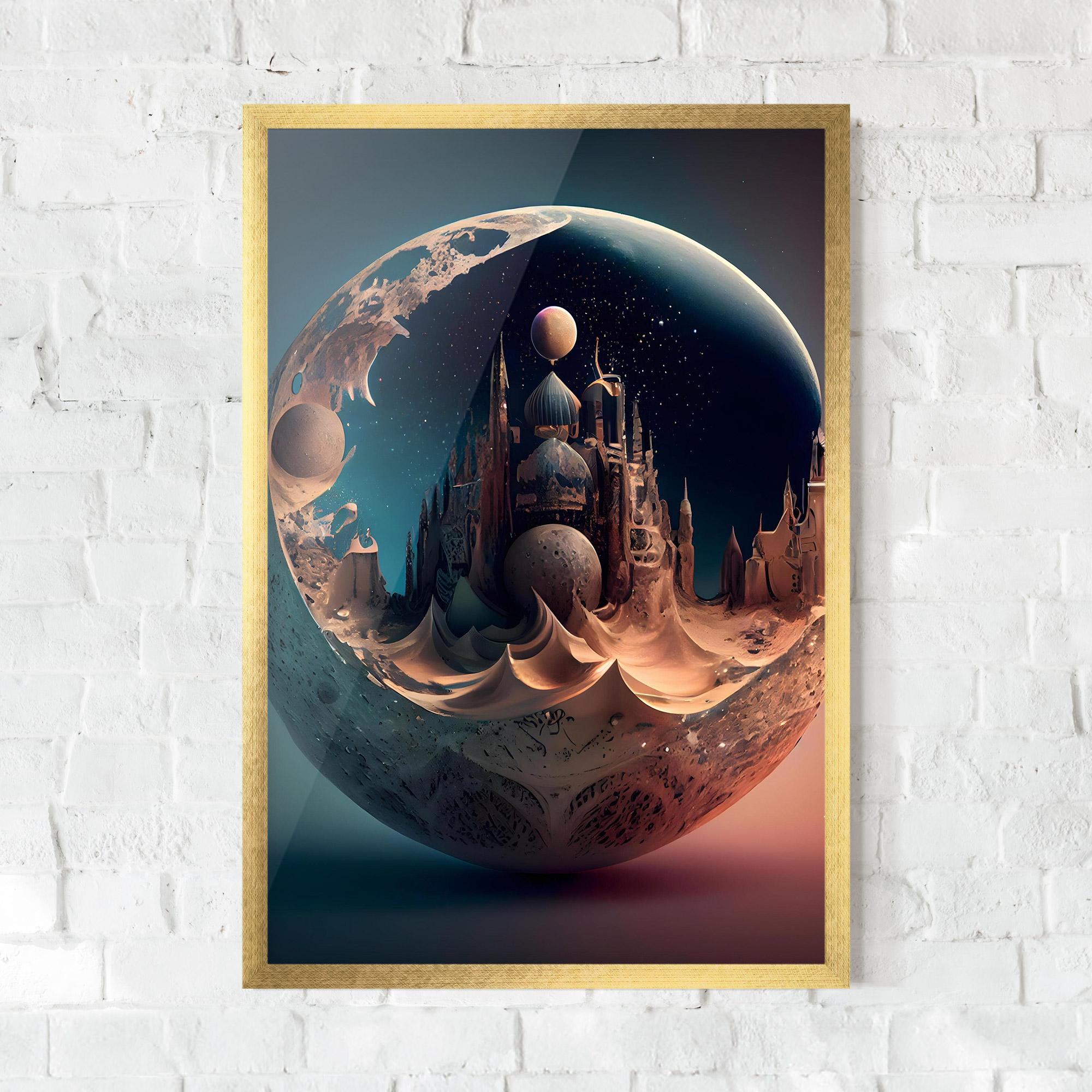 Poster Înrămat Fantasy Planet Castle mockup 0