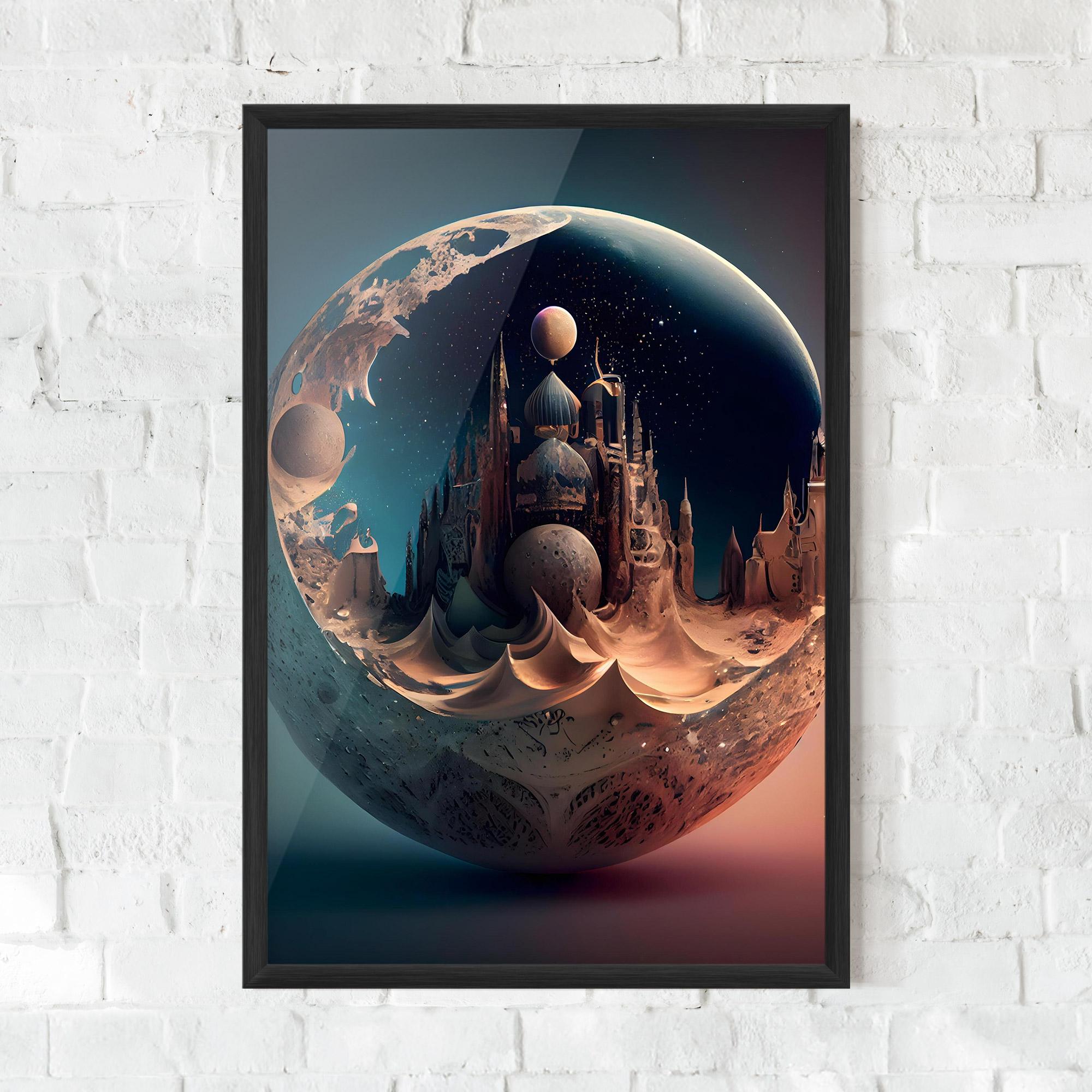 Poster Înrămat Fantasy Planet Castle mockup 0