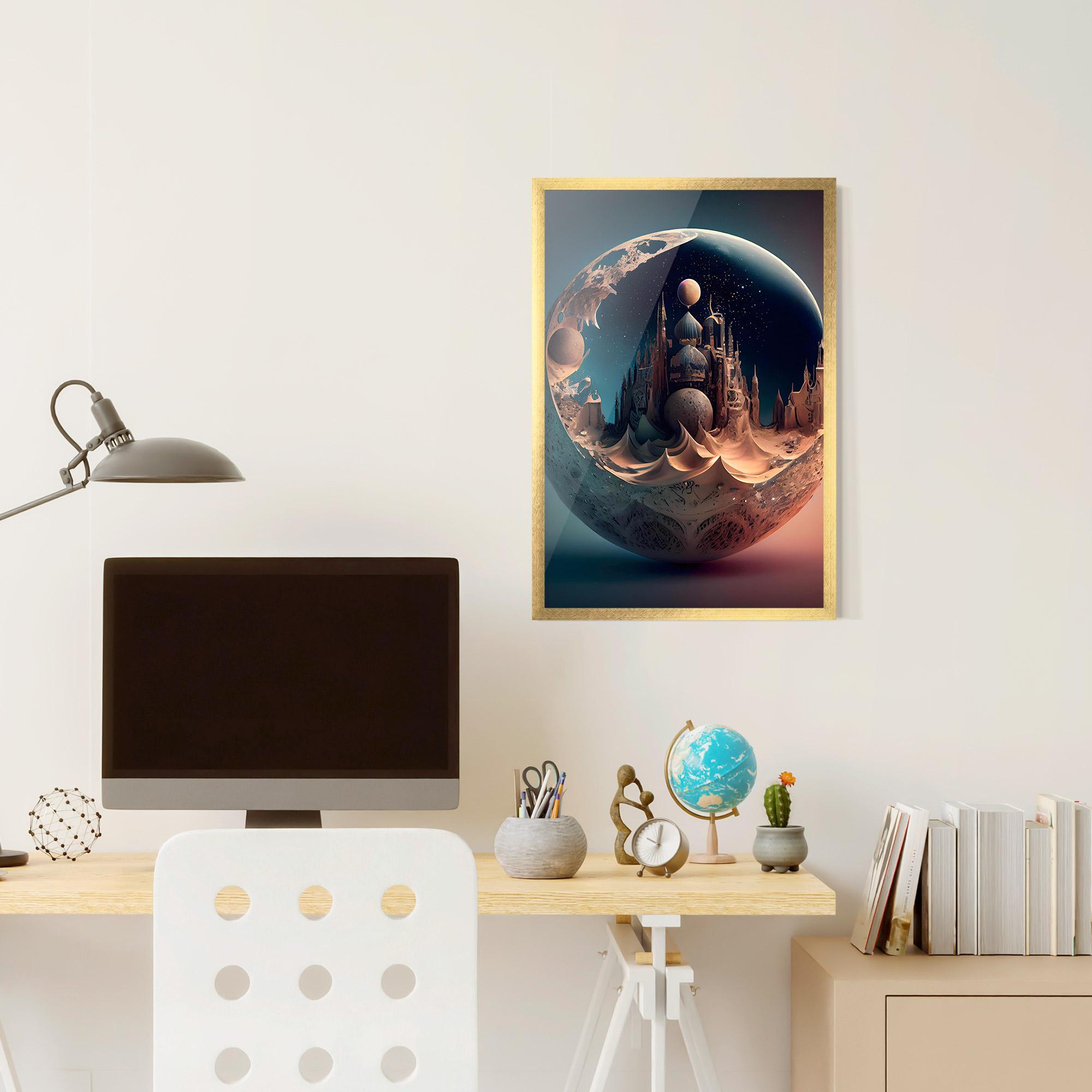 Poster Înrămat Fantasy Planet Castle mockup 6