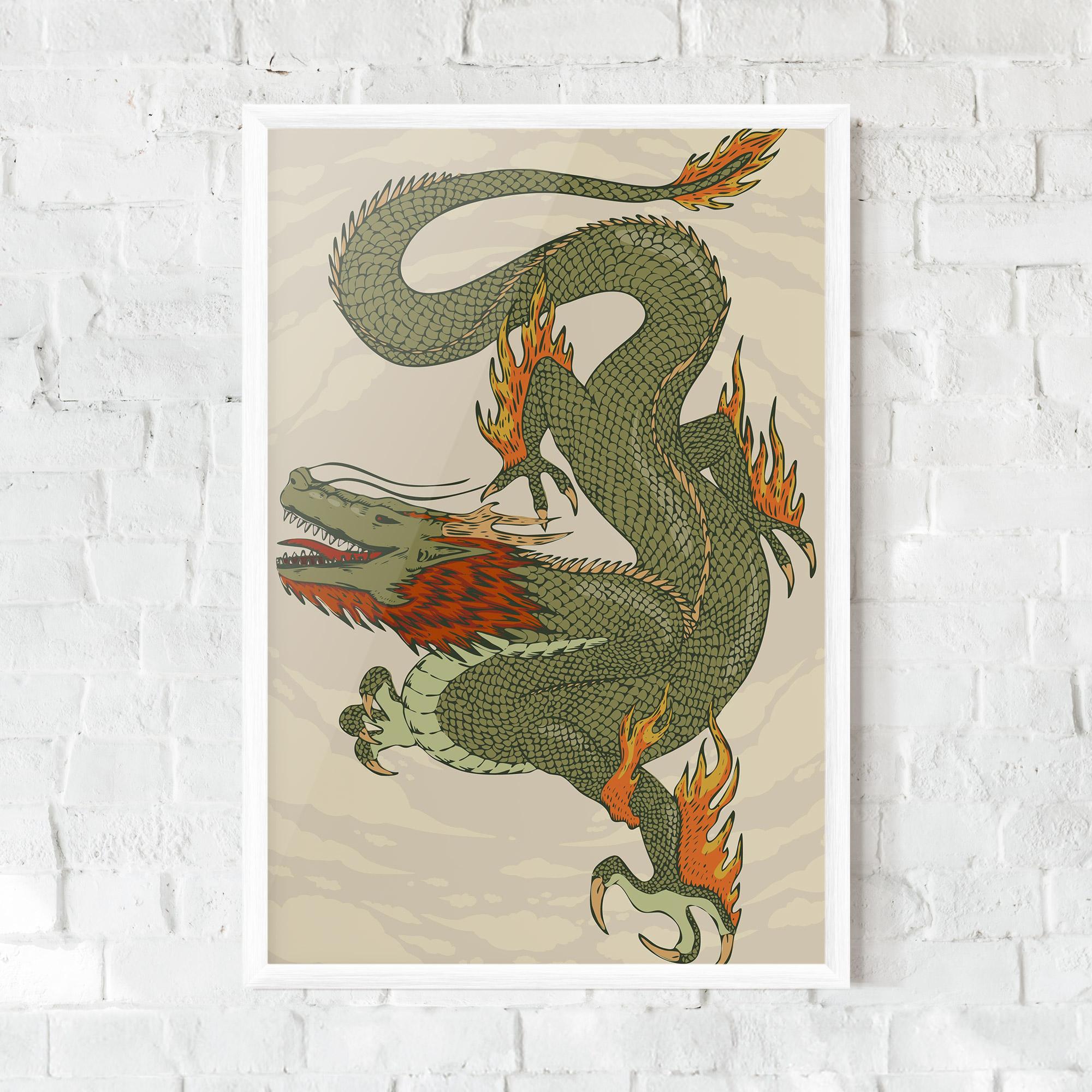 Poster Înrămat Chinese Dragon Green mockup 0