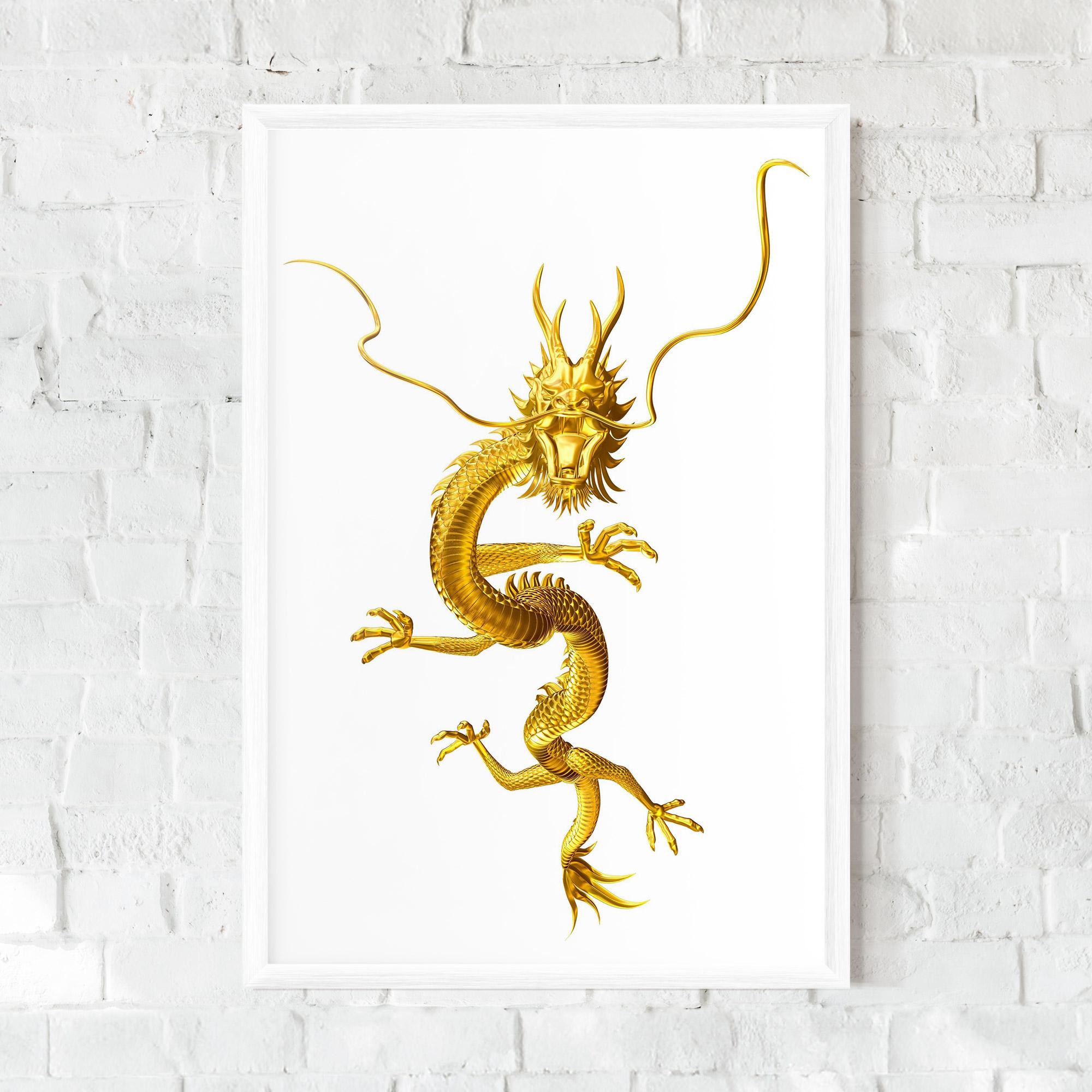 Poster Înrămat Golden Dragon mockup 0