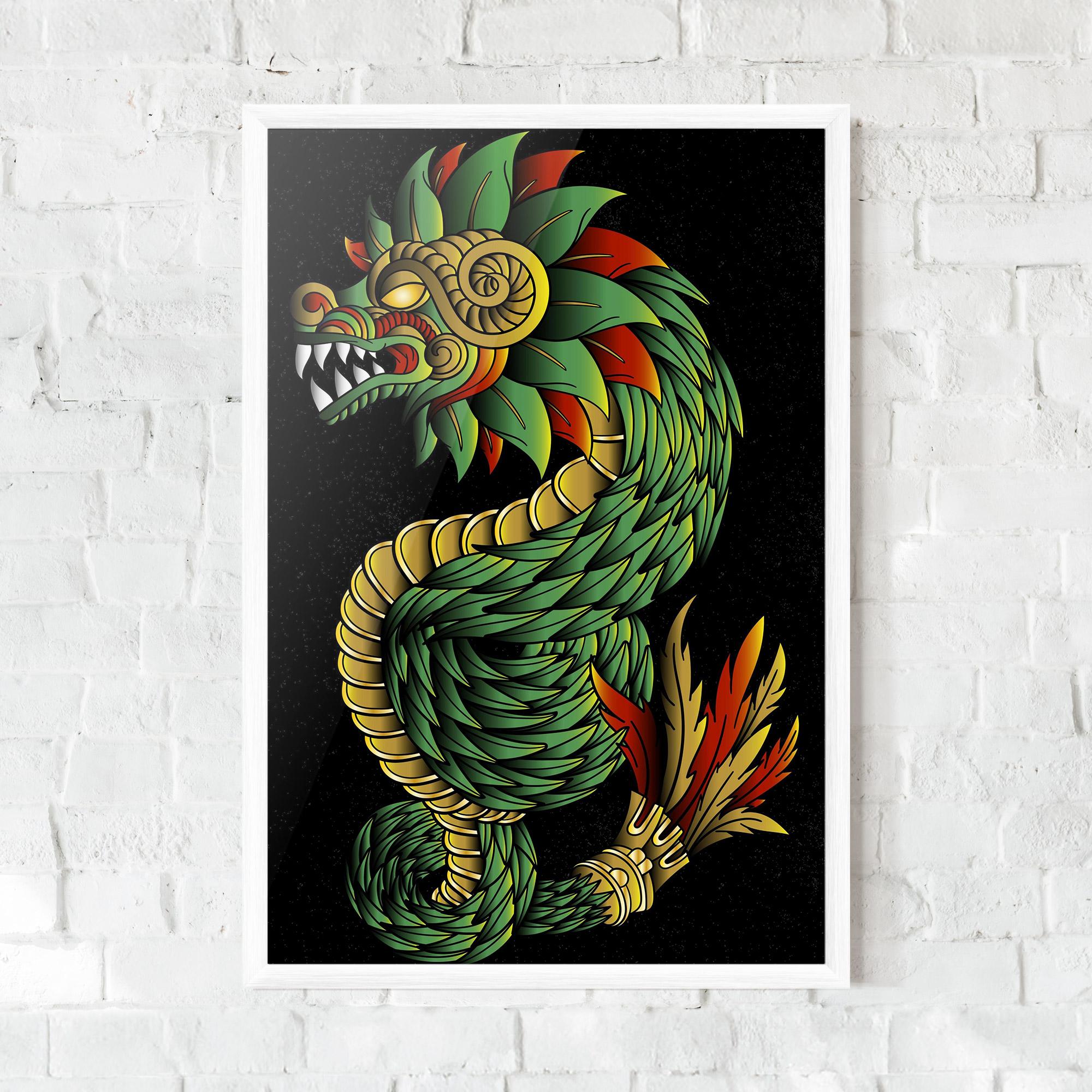 Poster Înrămat Green Yellow Dragon mockup 0