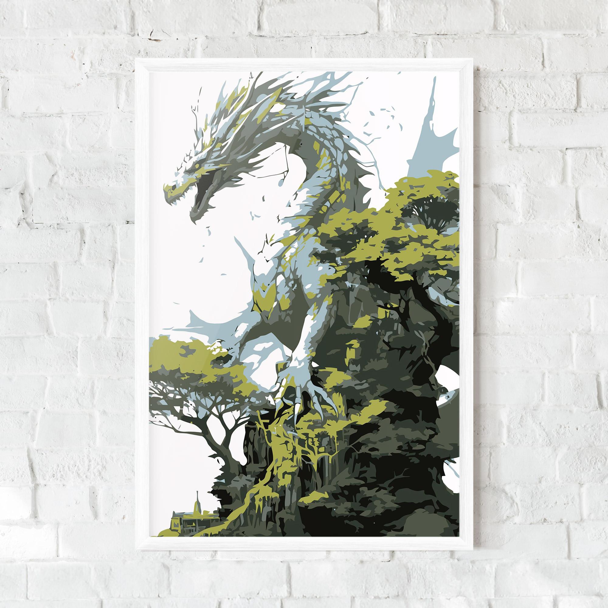 Poster Înrămat Grey Nature Dragon mockup 0