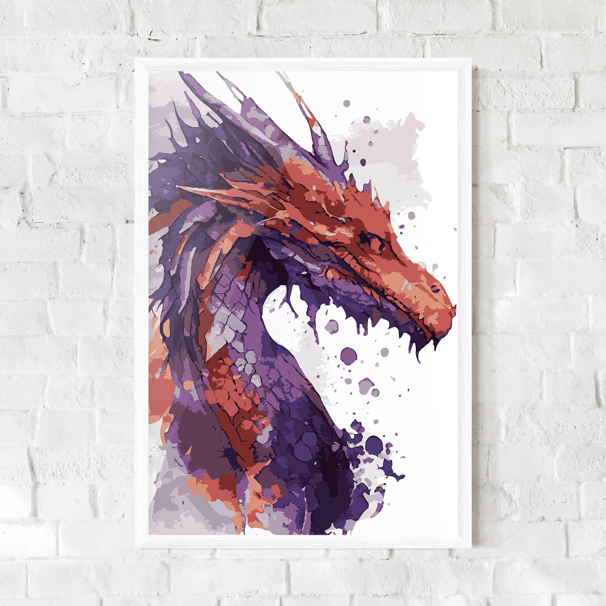 Poster Înrămat Orange Purple Dragon mockup 0