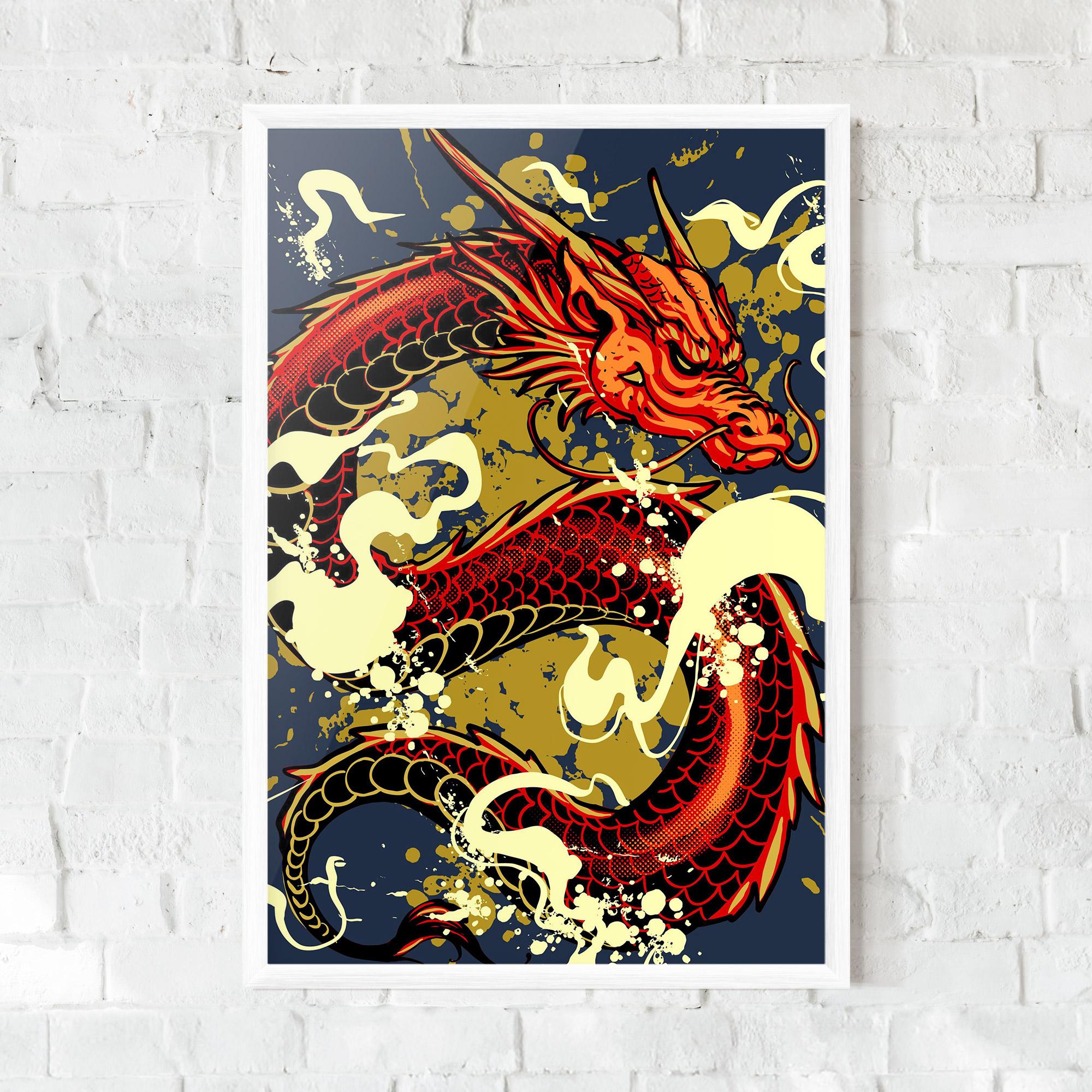 Poster Înrămat Red Cream Dragon mockup 0