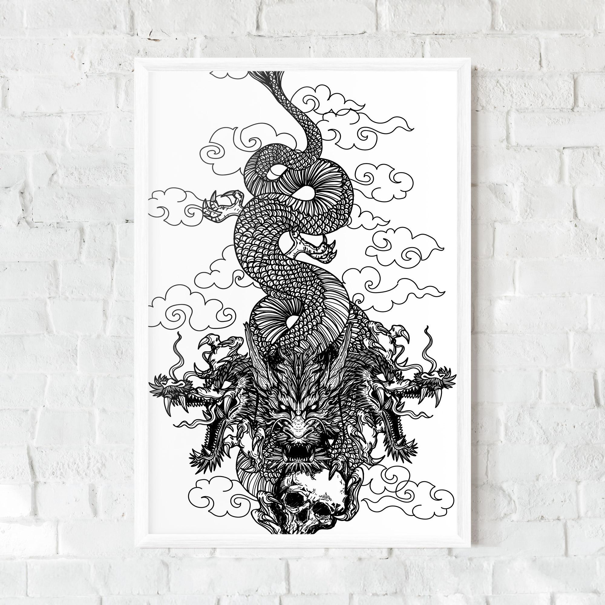 Poster Înrămat Skull Dragon mockup 0