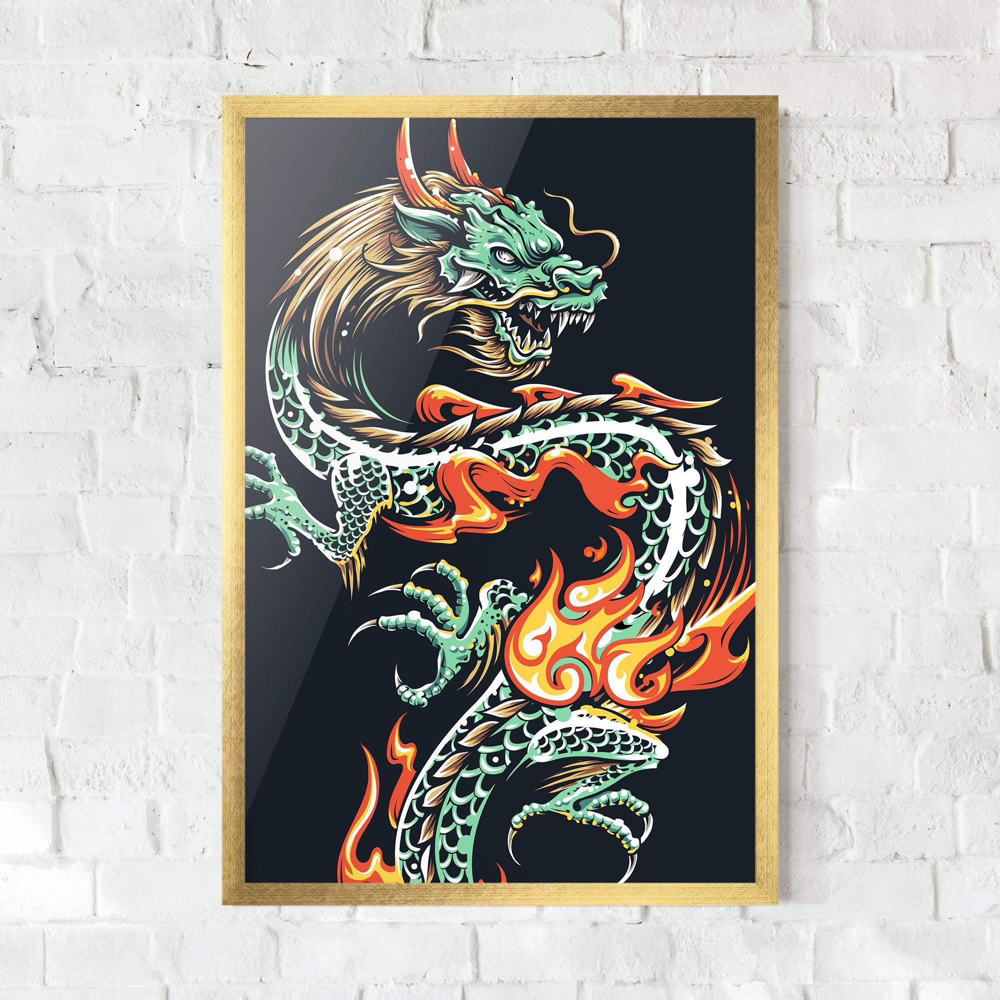 Poster Înrămat Dragon Green mockup 0