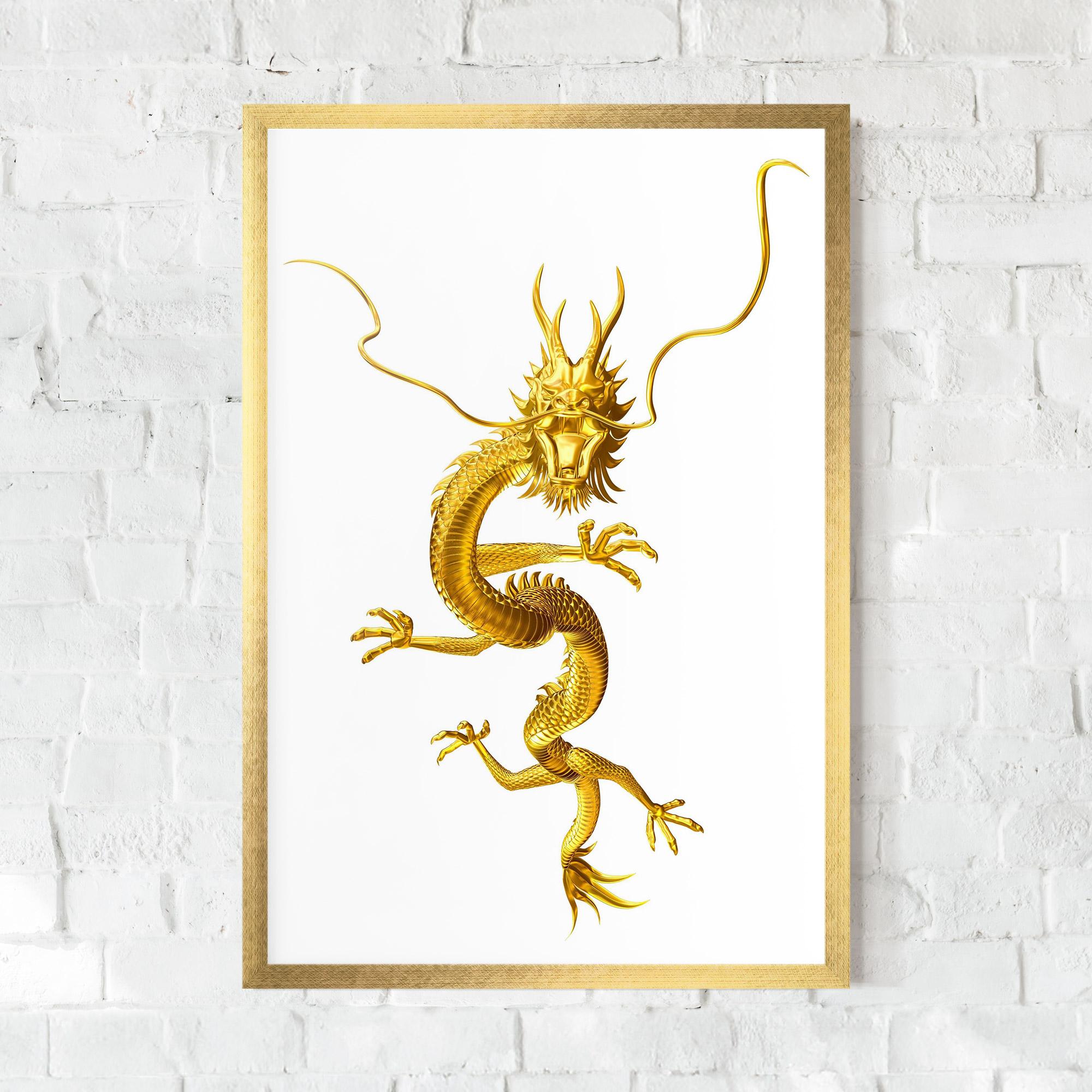 Poster Înrămat Golden Dragon mockup 0