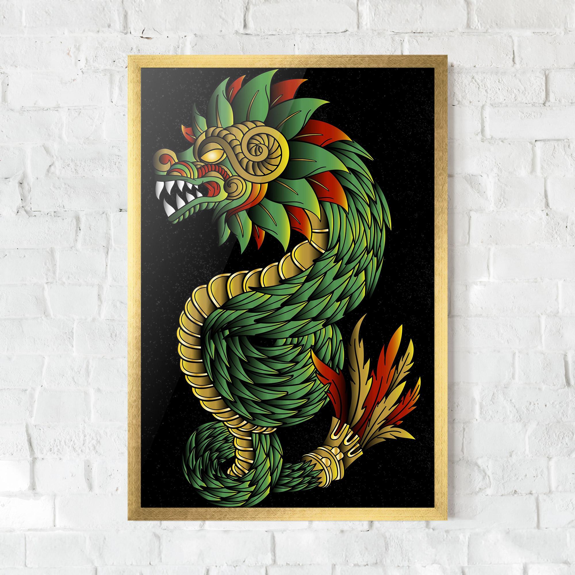 Poster Înrămat Green Yellow Dragon mockup 0