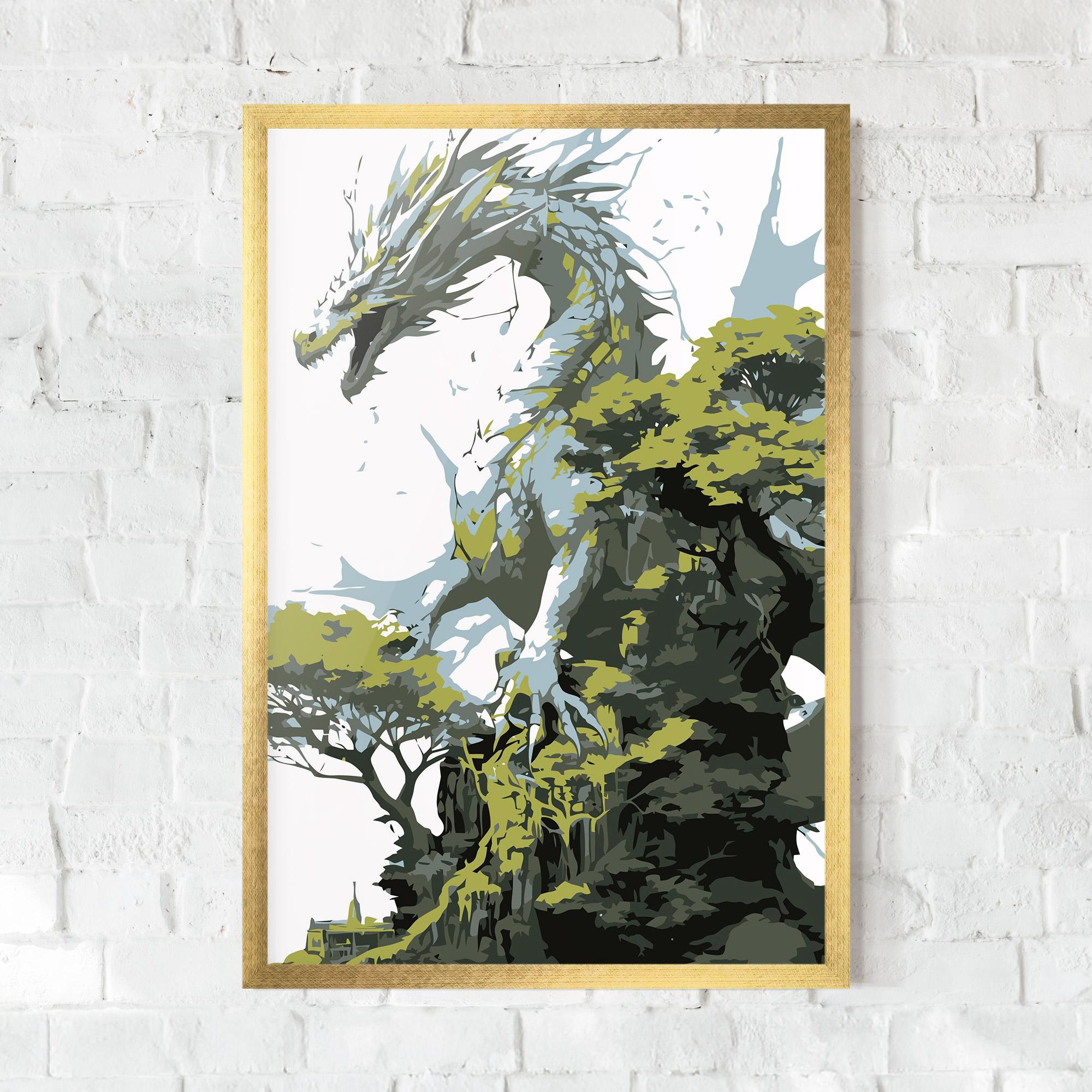 Poster Înrămat Grey Nature Dragon mockup 0