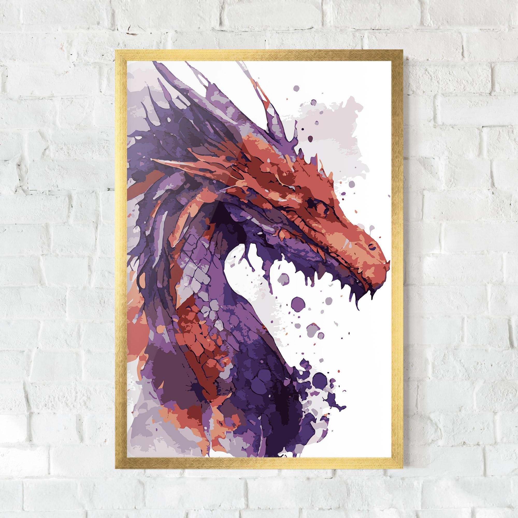 Poster Înrămat Orange Purple Dragon mockup 0