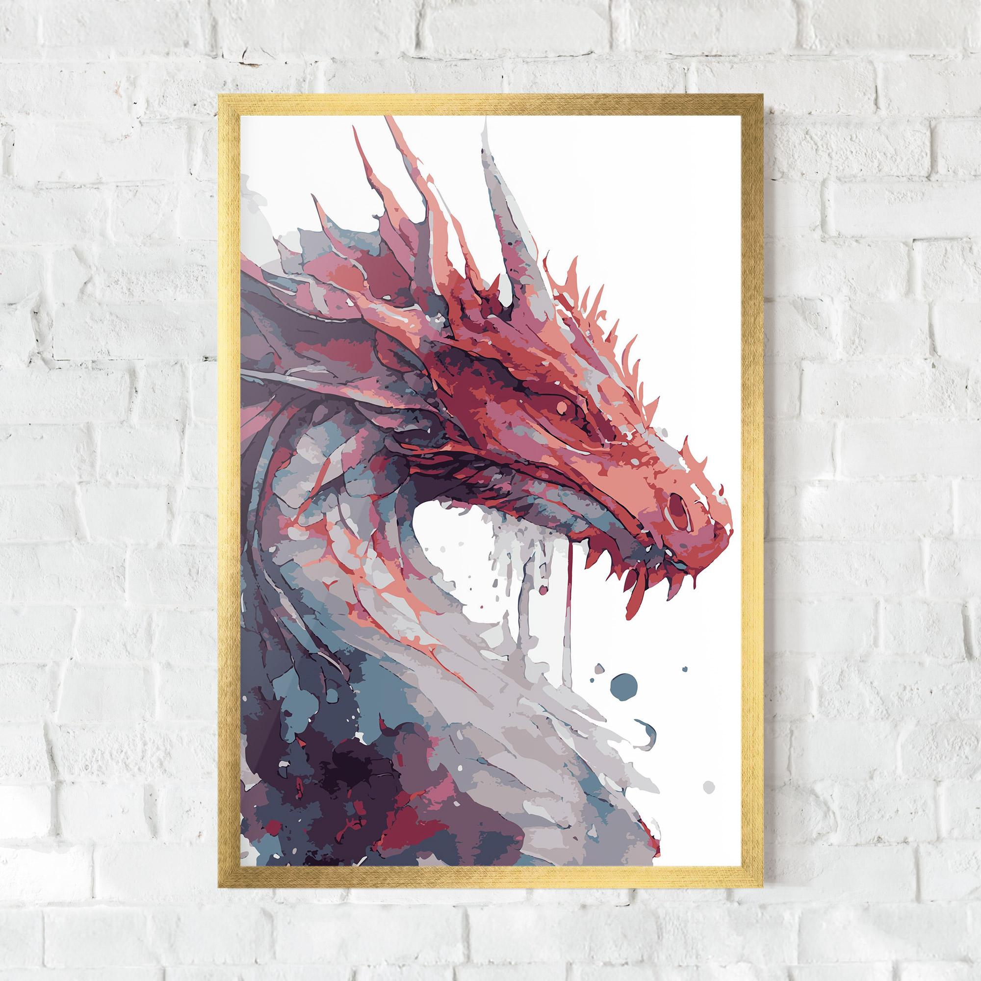 Poster Înrămat Red Blue Dragon mockup 0