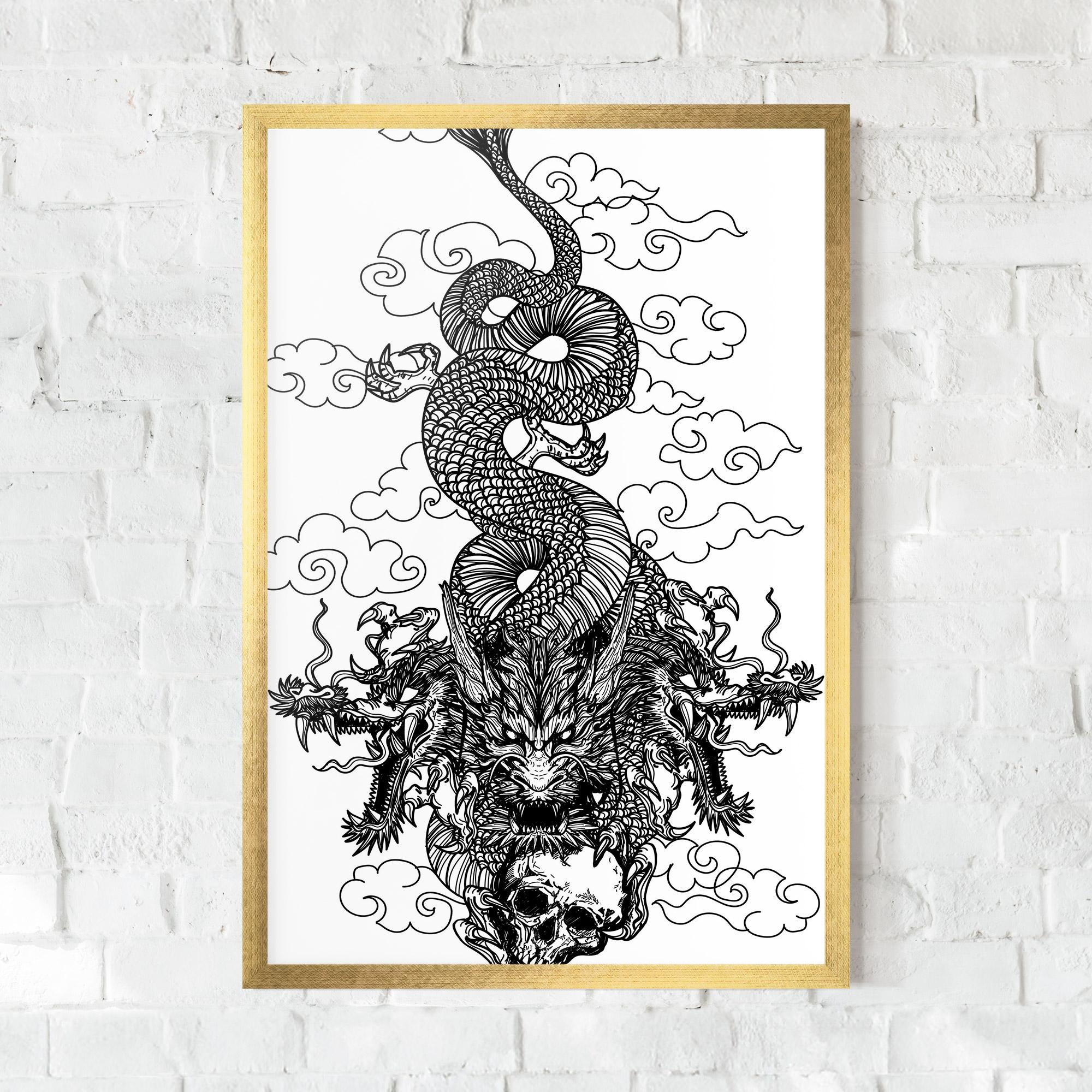 Poster Înrămat Skull Dragon mockup 0