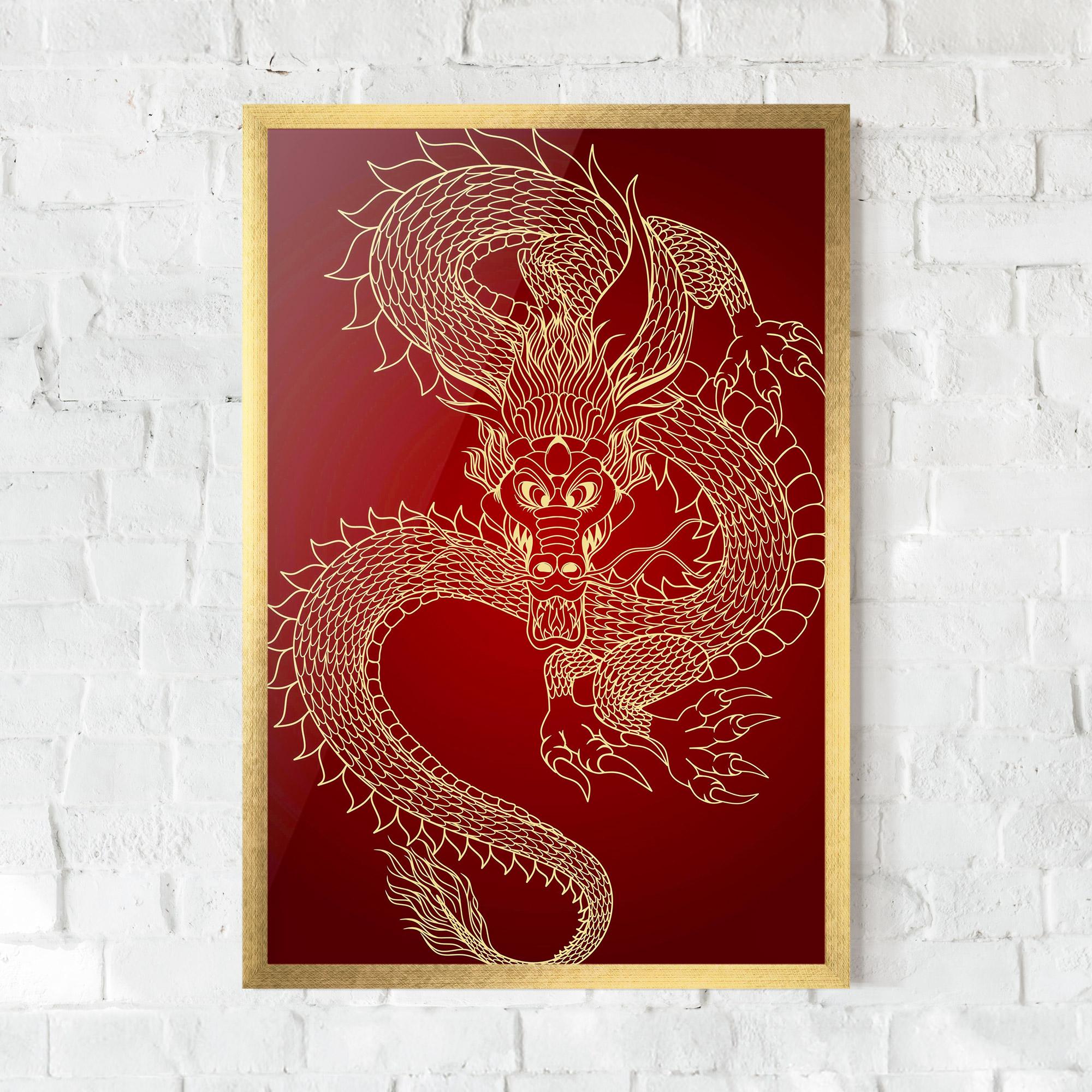 Poster Înrămat Traditional Dragon mockup 0