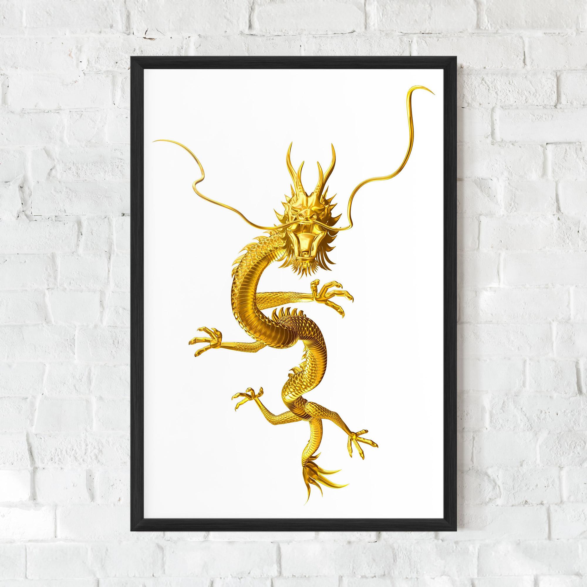 Poster Înrămat Golden Dragon mockup 0
