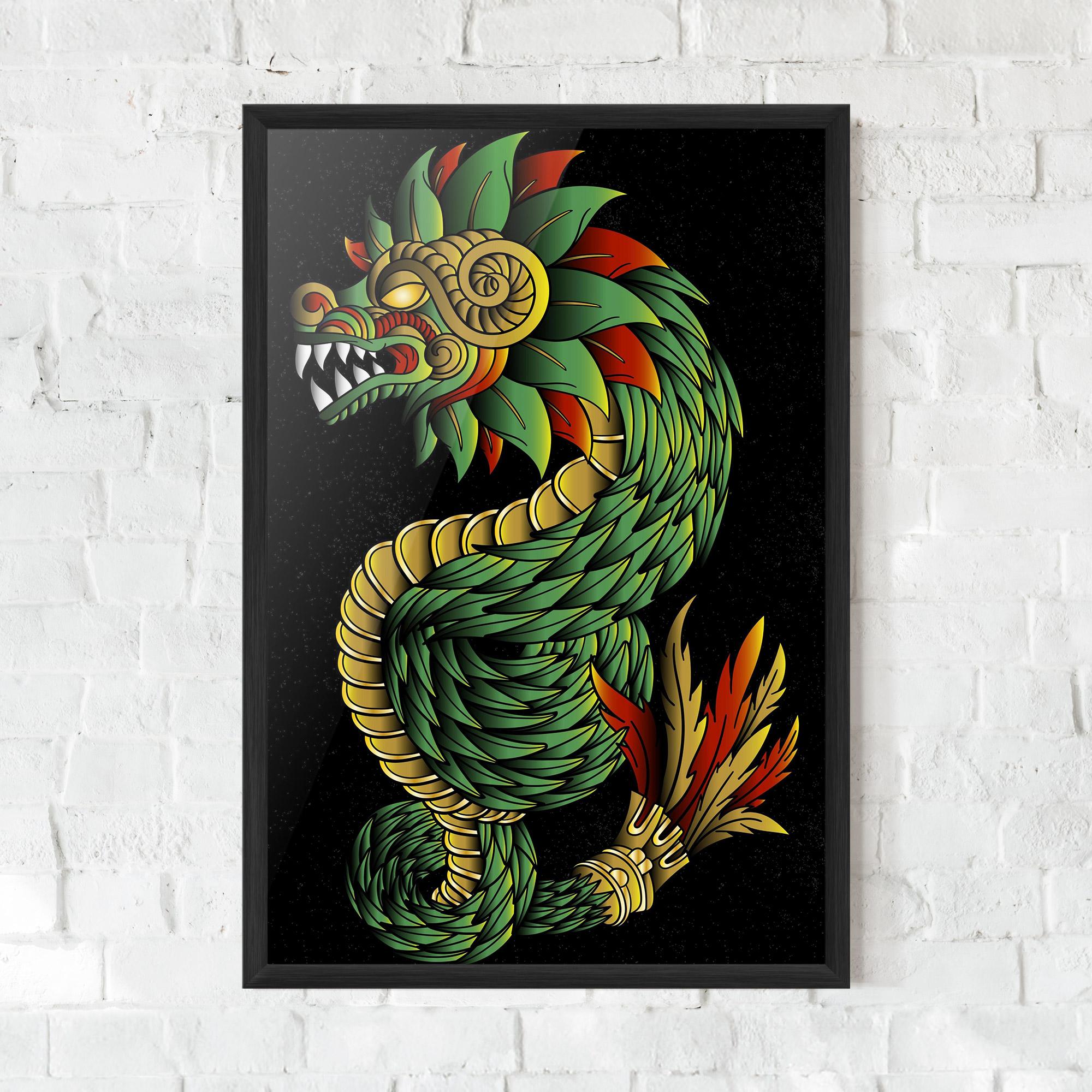 Poster Înrămat Green Yellow Dragon mockup 0
