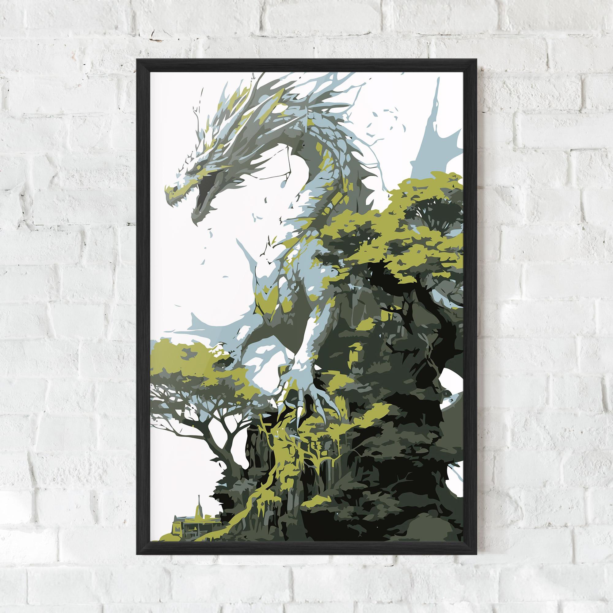 Poster Înrămat Grey Nature Dragon mockup 0