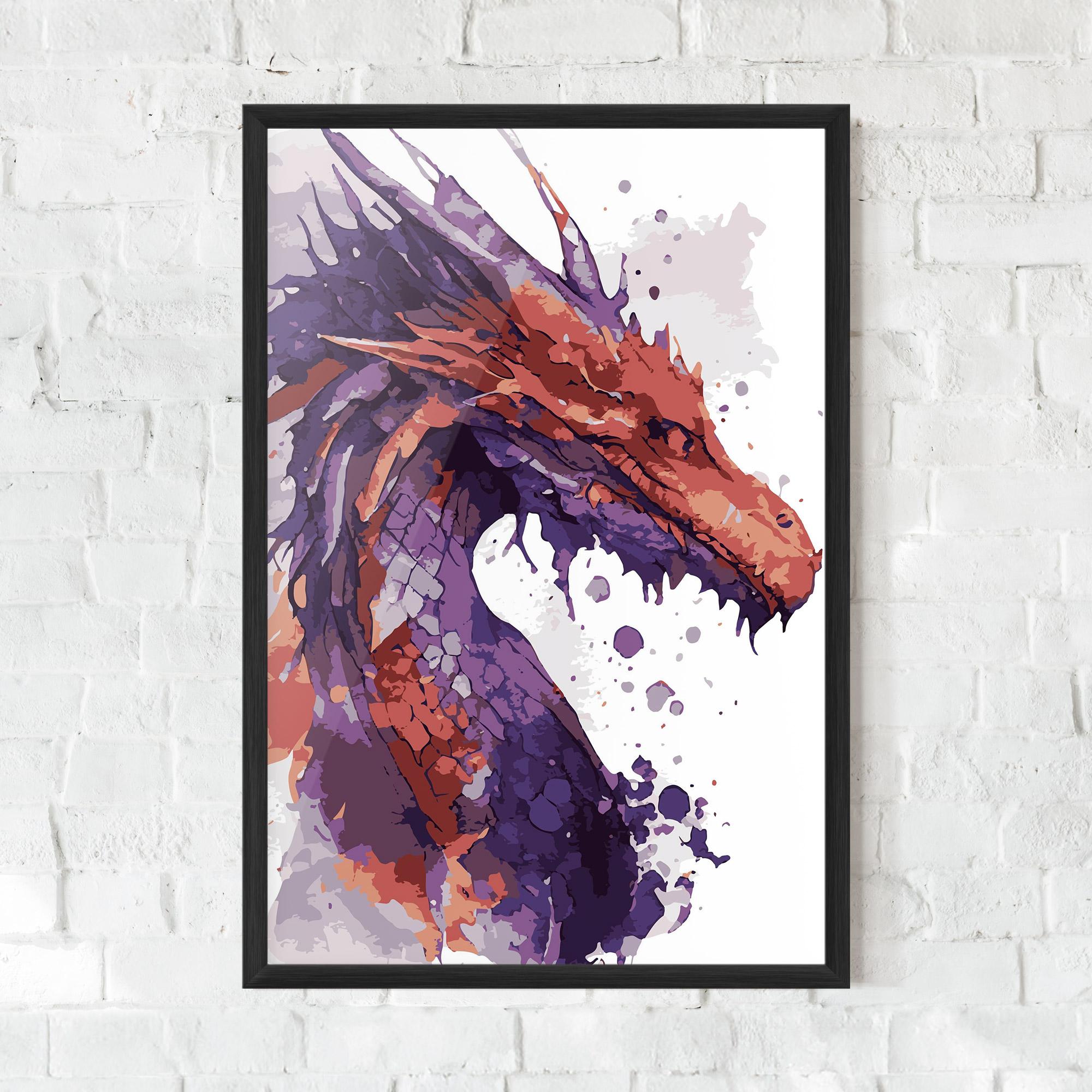 Poster Înrămat Orange Purple Dragon mockup 0