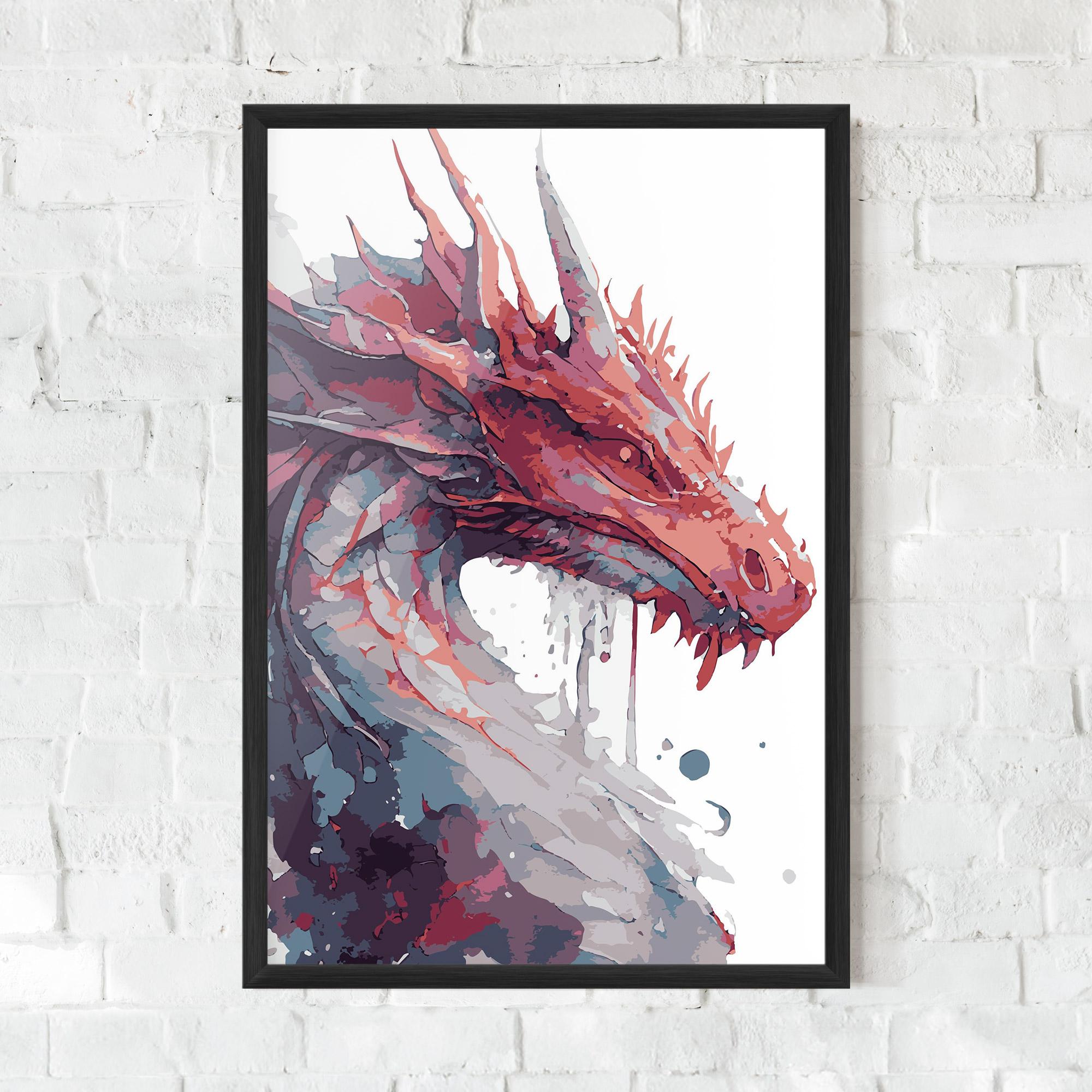 Poster Înrămat Red Blue Dragon mockup 0