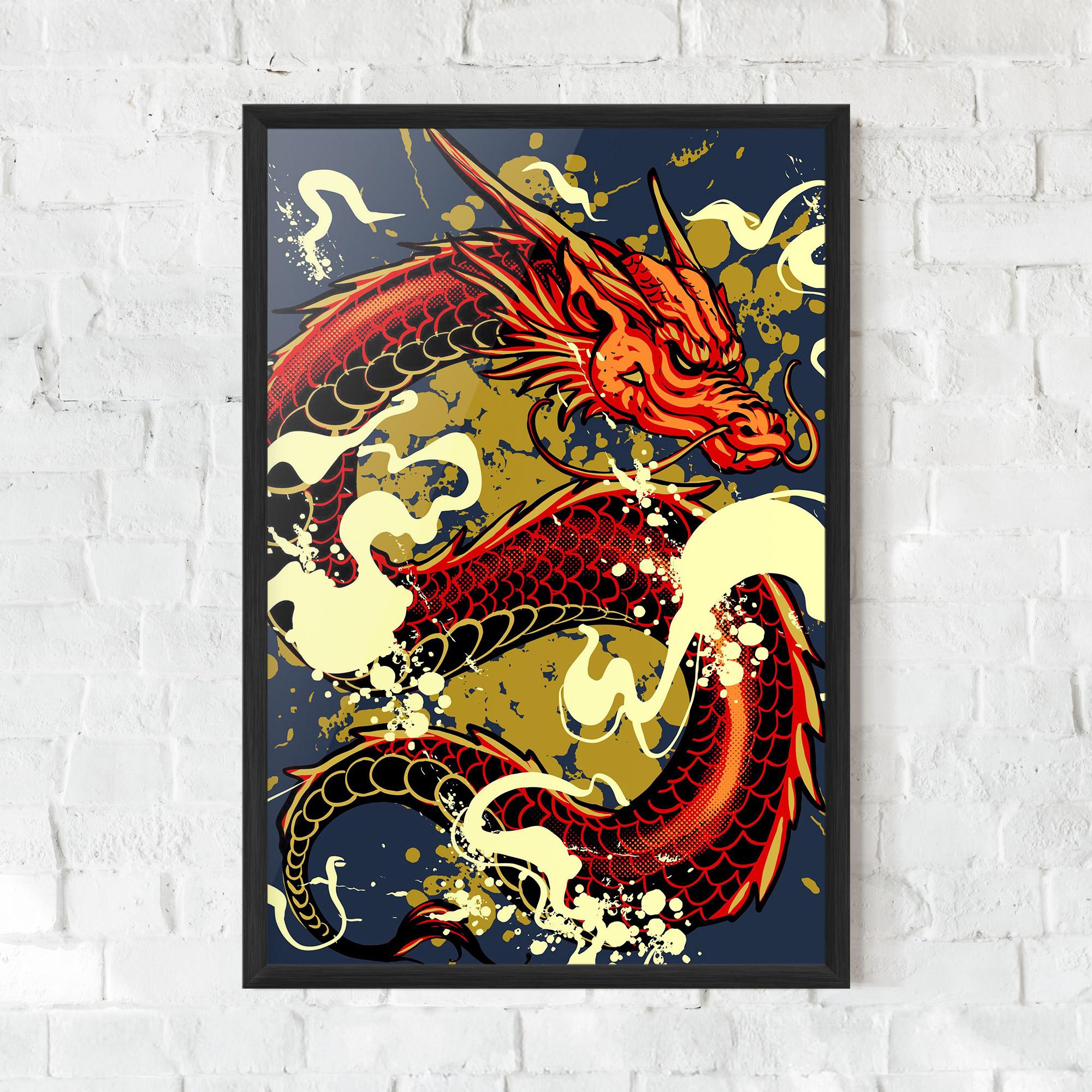 Poster Înrămat Red Cream Dragon mockup 0