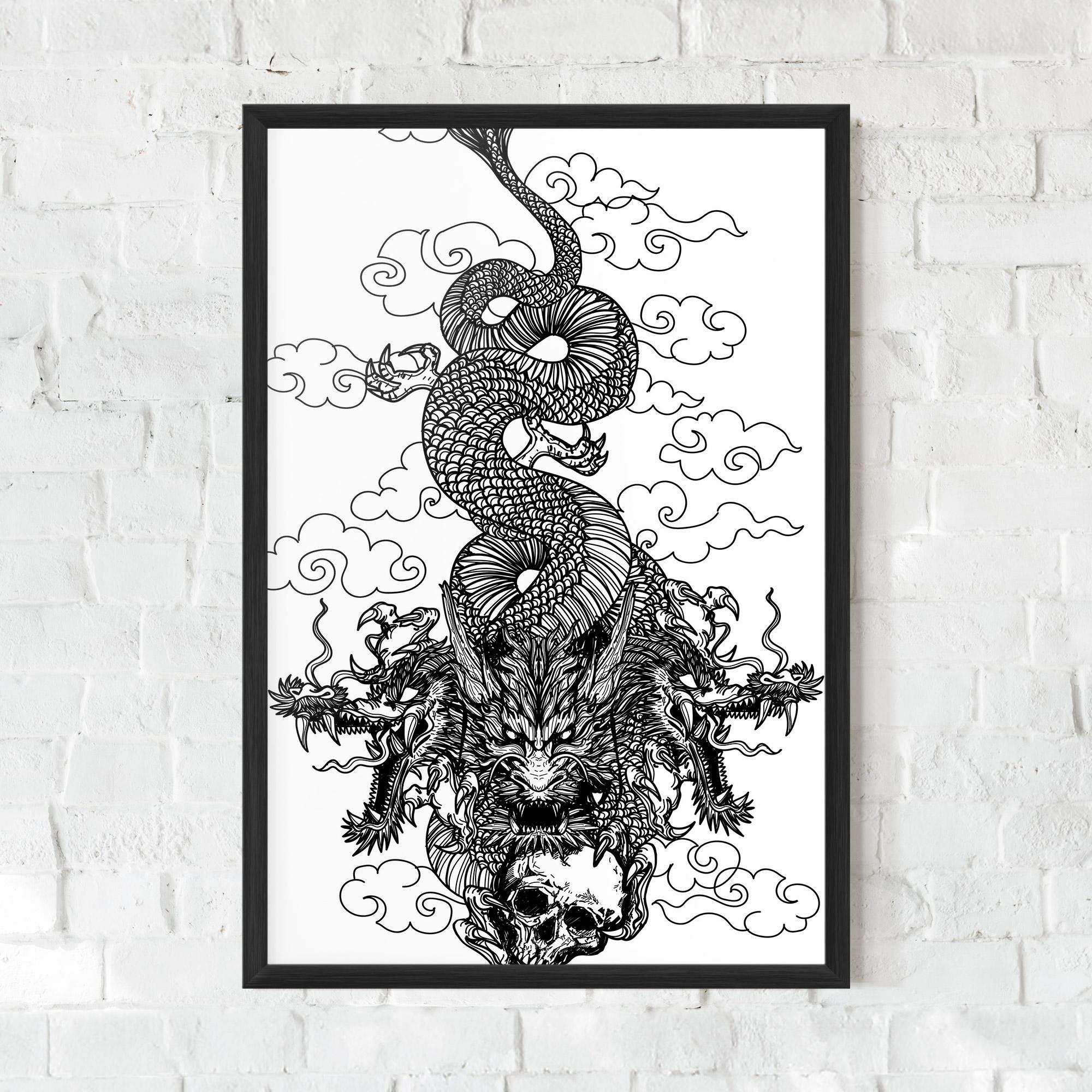 Poster Înrămat Skull Dragon mockup 0