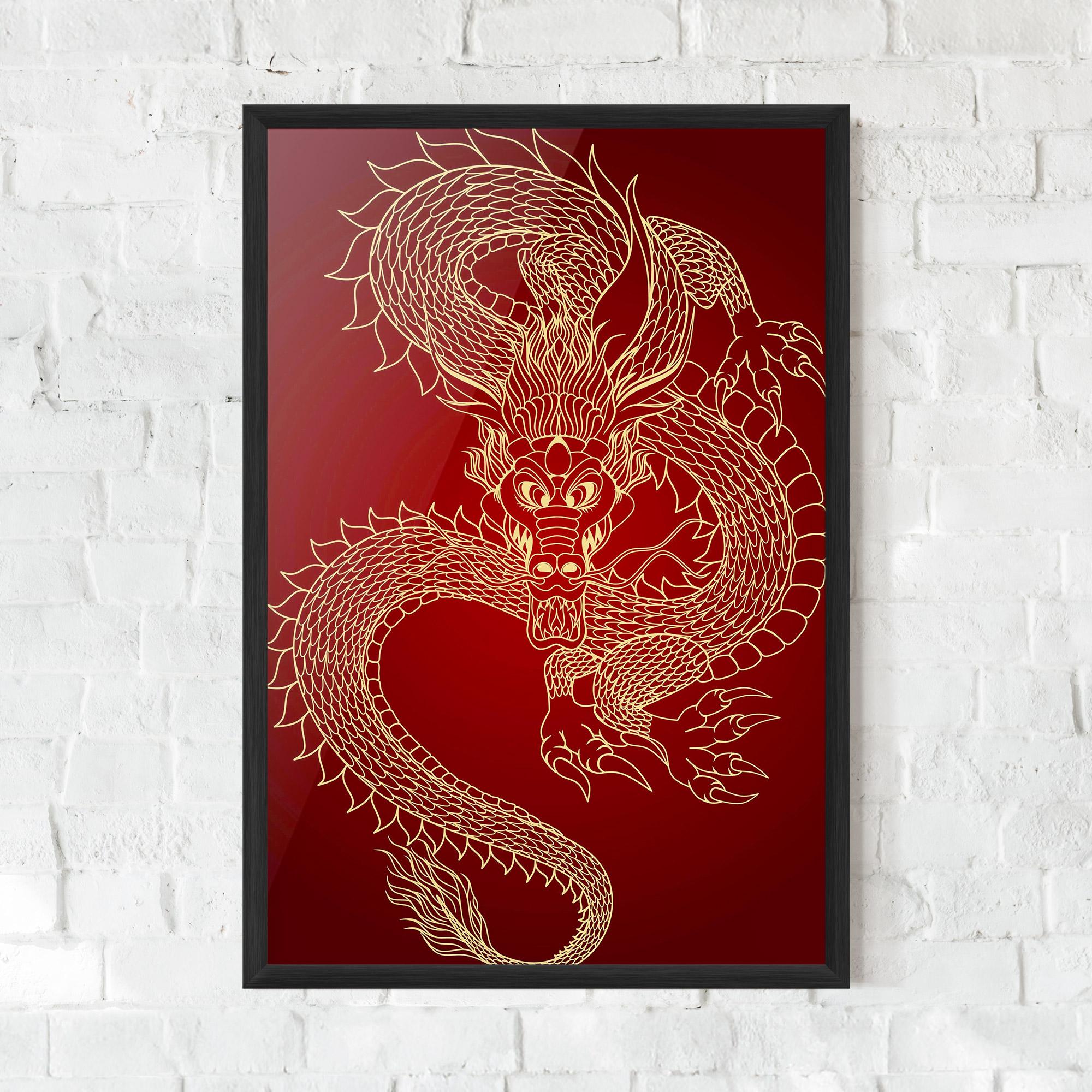 Poster Înrămat Traditional Dragon mockup 0