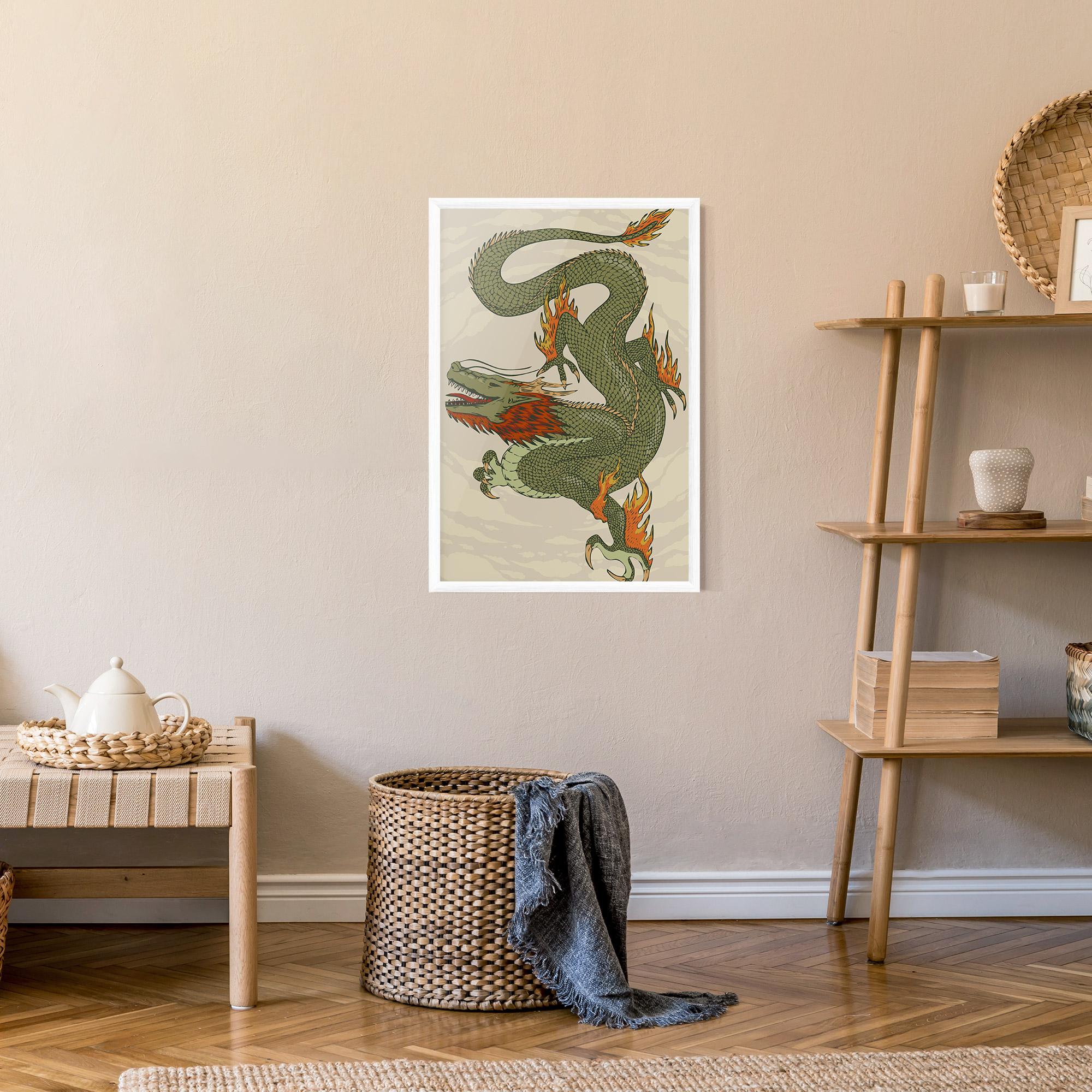 Poster Înrămat Chinese Dragon Green mockup 9
