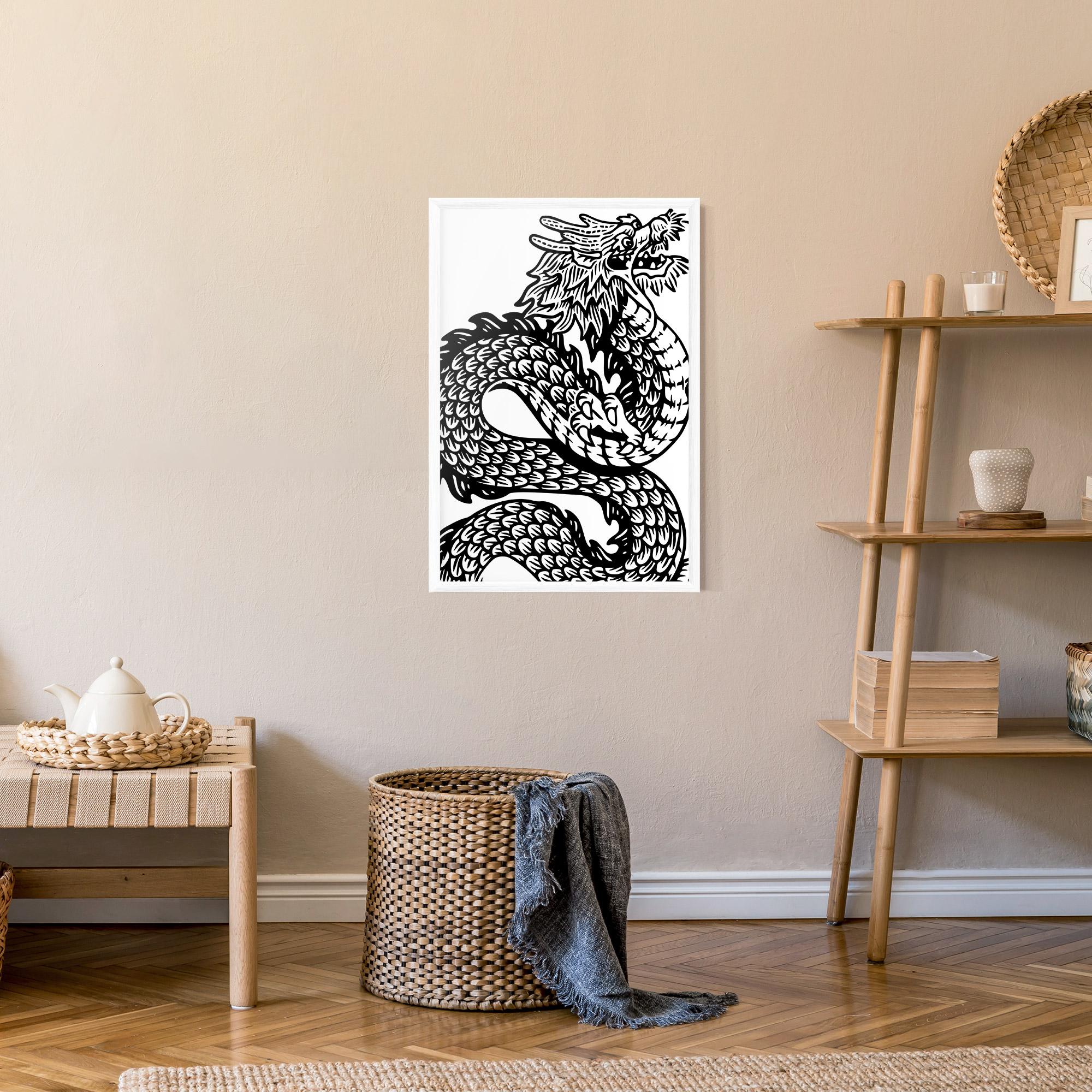 Poster Înrămat Dragon Black Line mockup 9