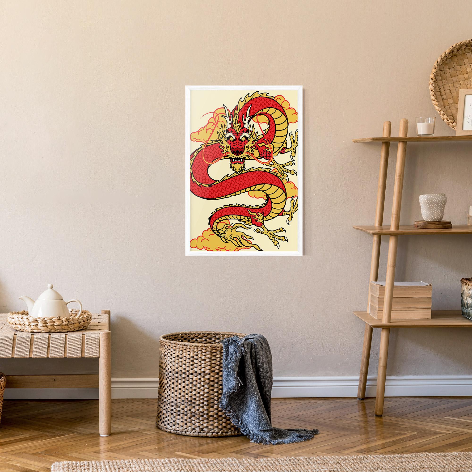 Poster Înrămat Red Yellow Dragon mockup 9