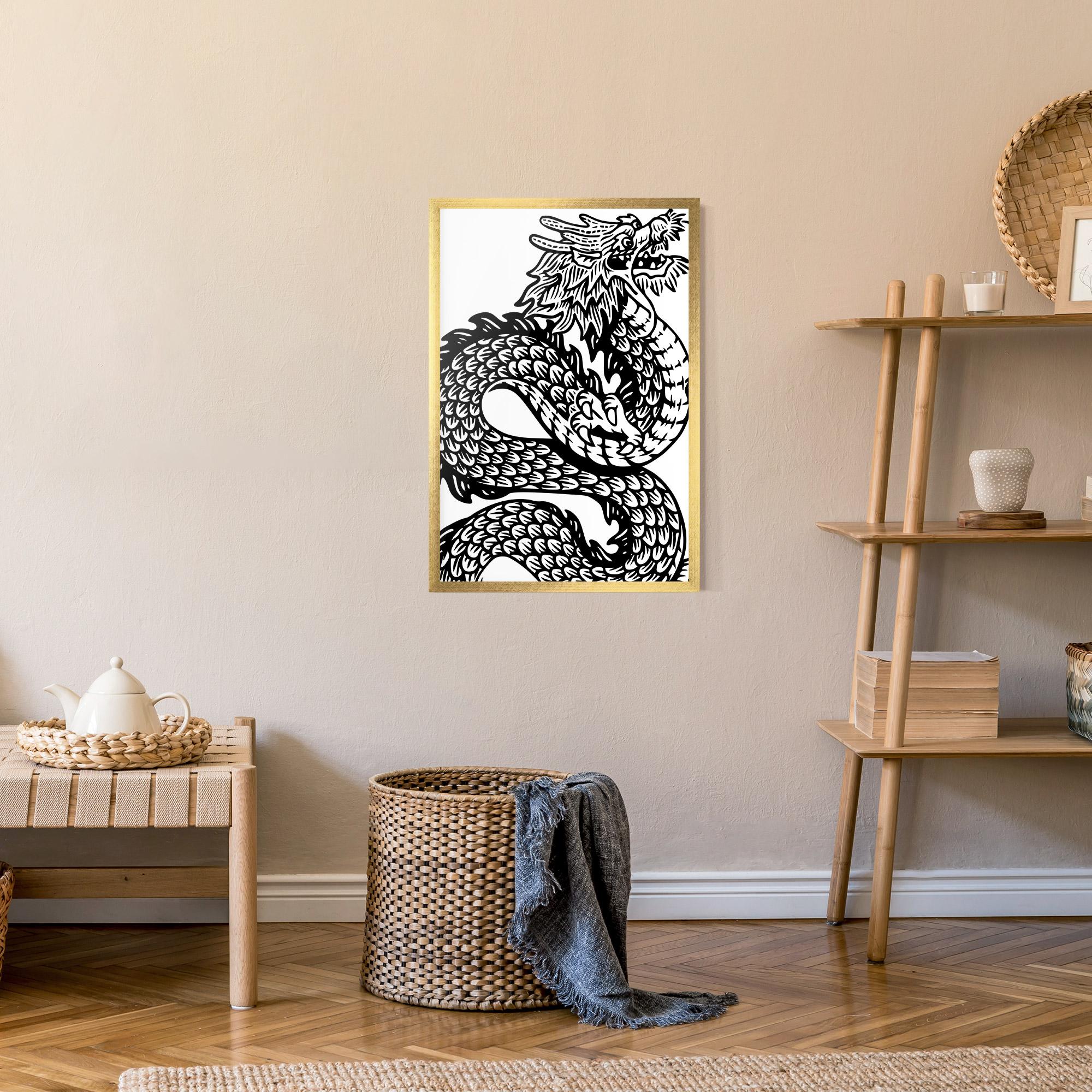 Poster Înrămat Dragon Black Line mockup 9