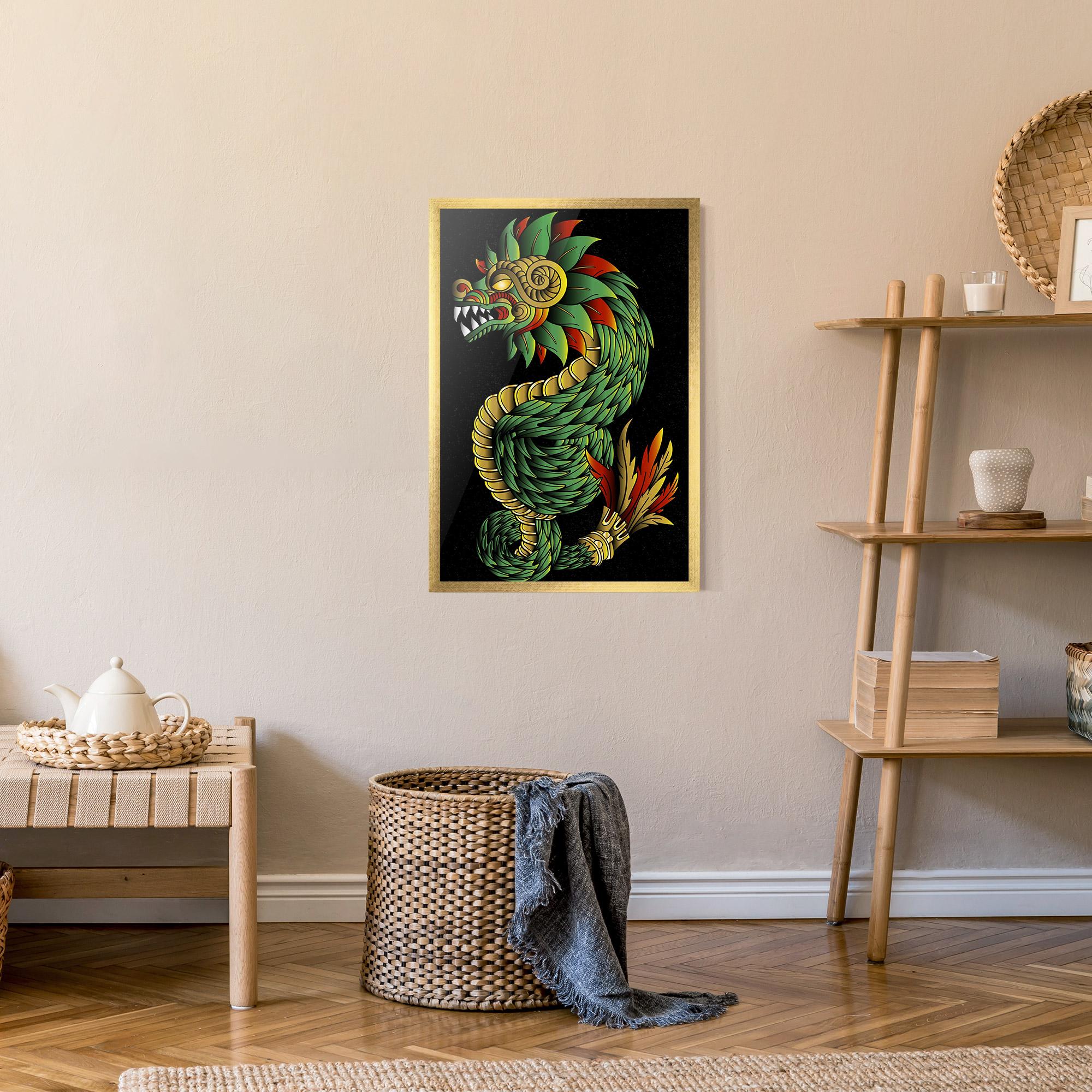 Poster Înrămat Green Yellow Dragon mockup 9