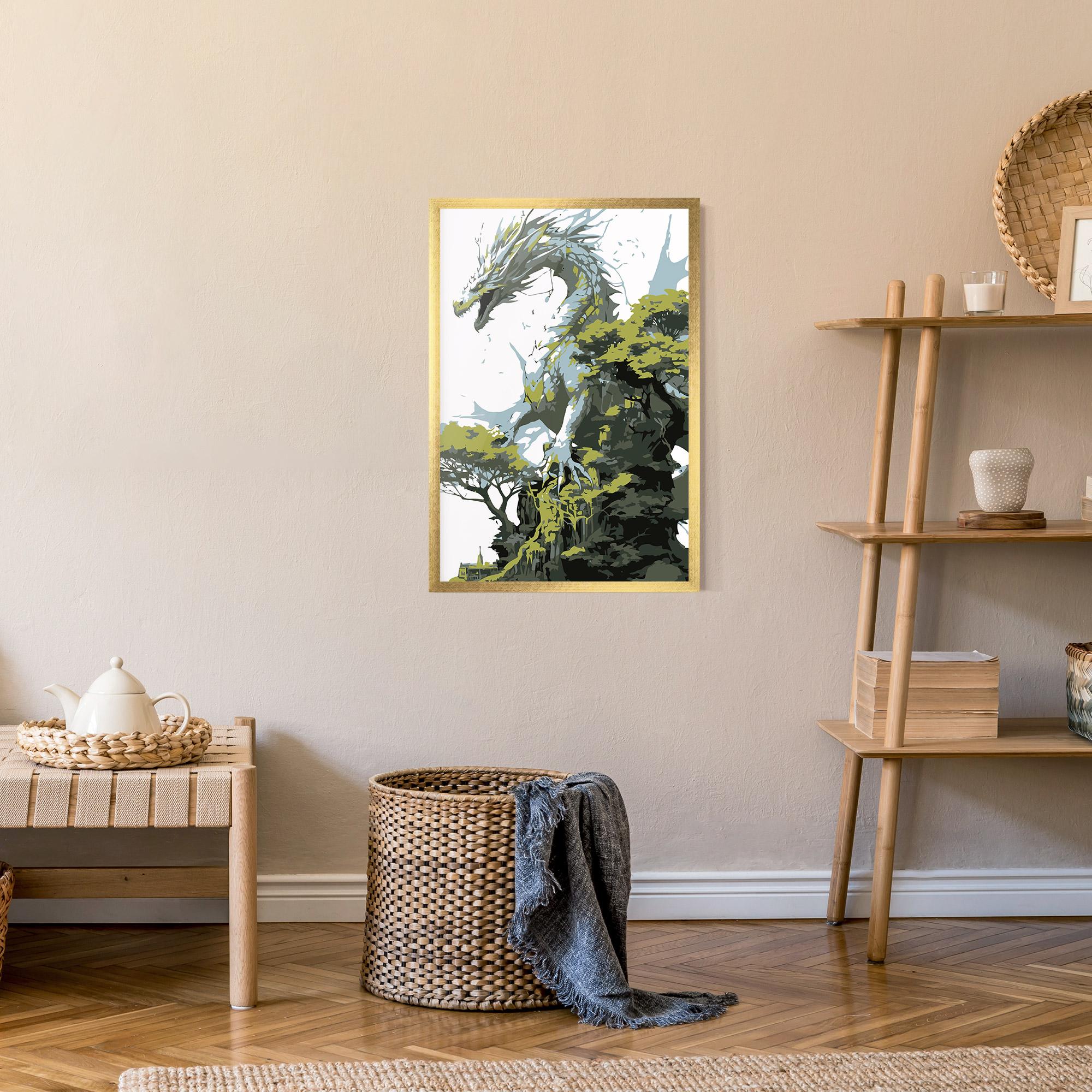 Poster Înrămat Grey Nature Dragon mockup 9