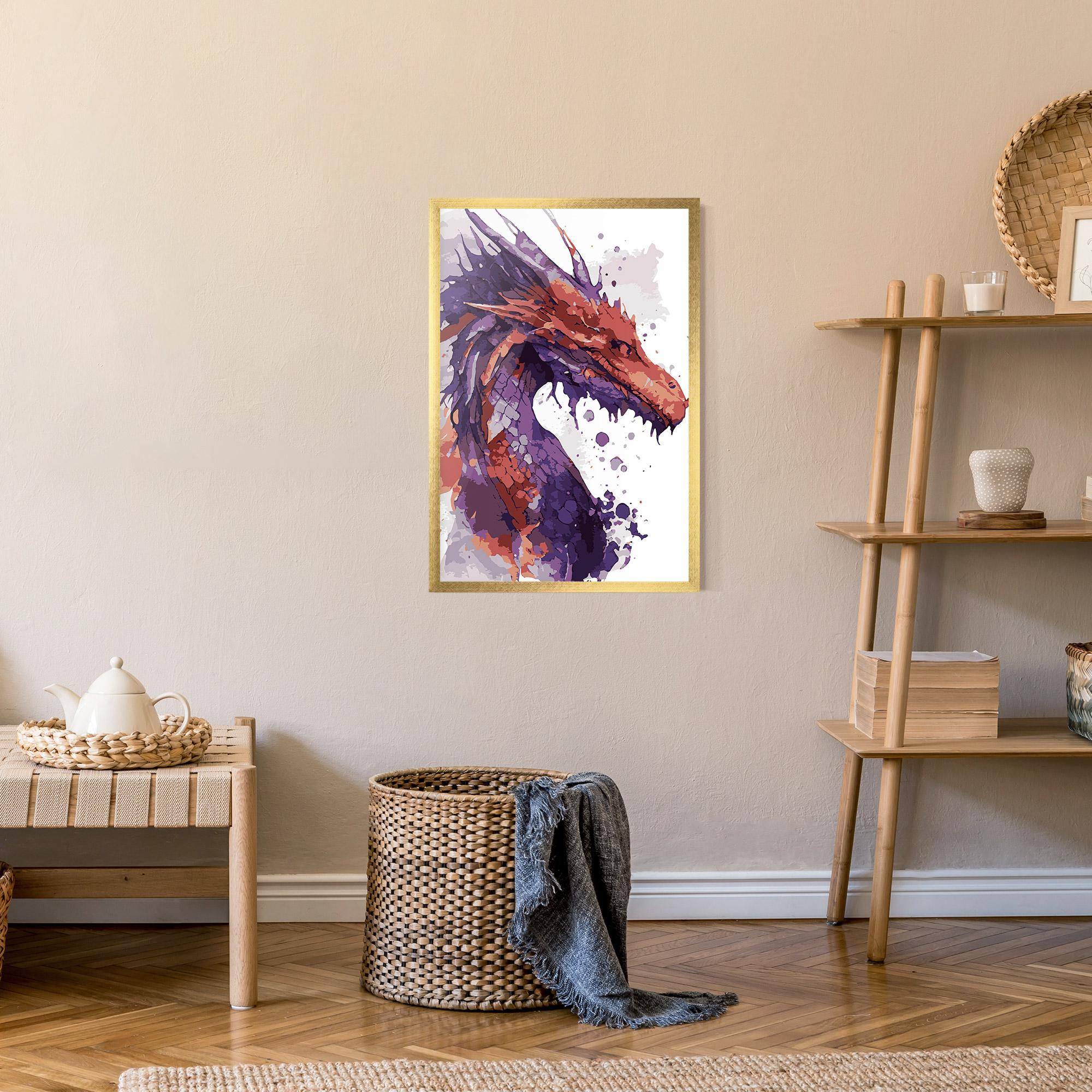 Poster Înrămat Orange Purple Dragon mockup 9