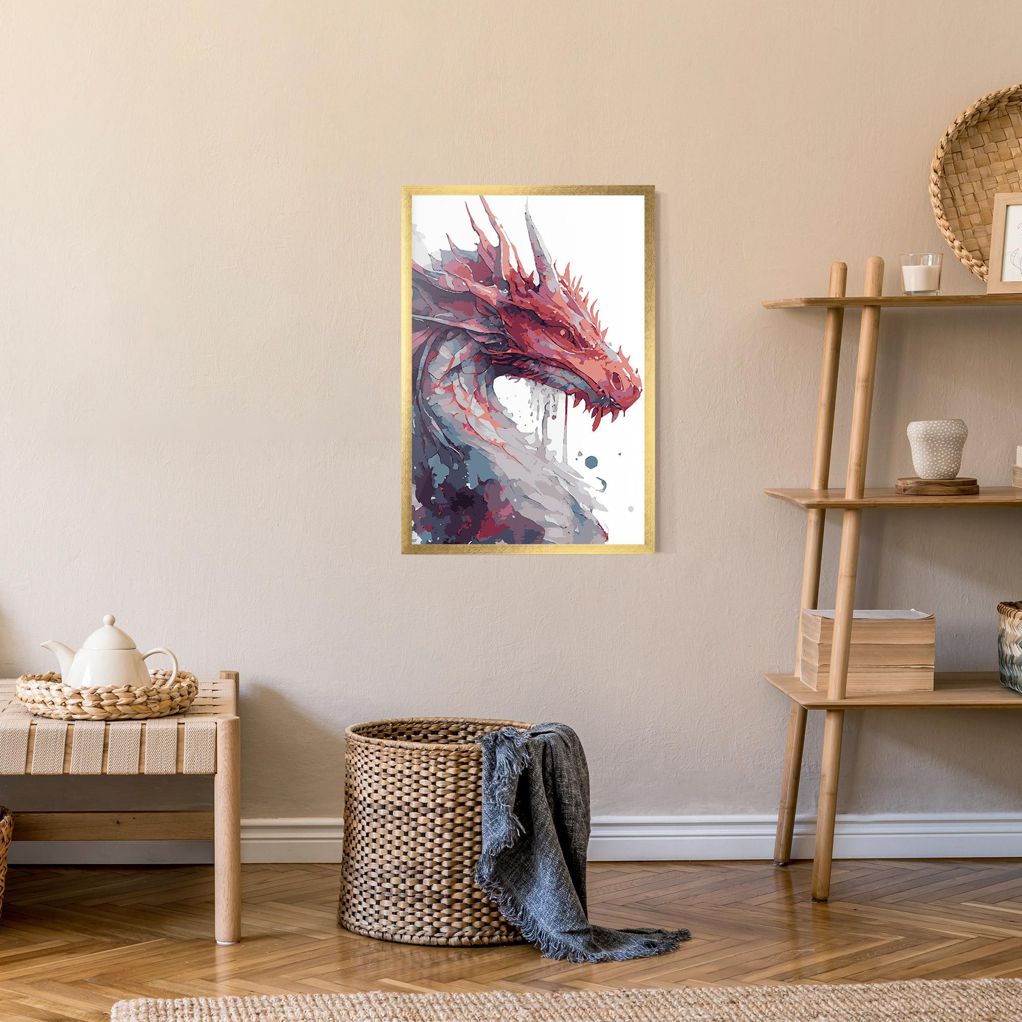 Poster Înrămat Red Blue Dragon mockup 9