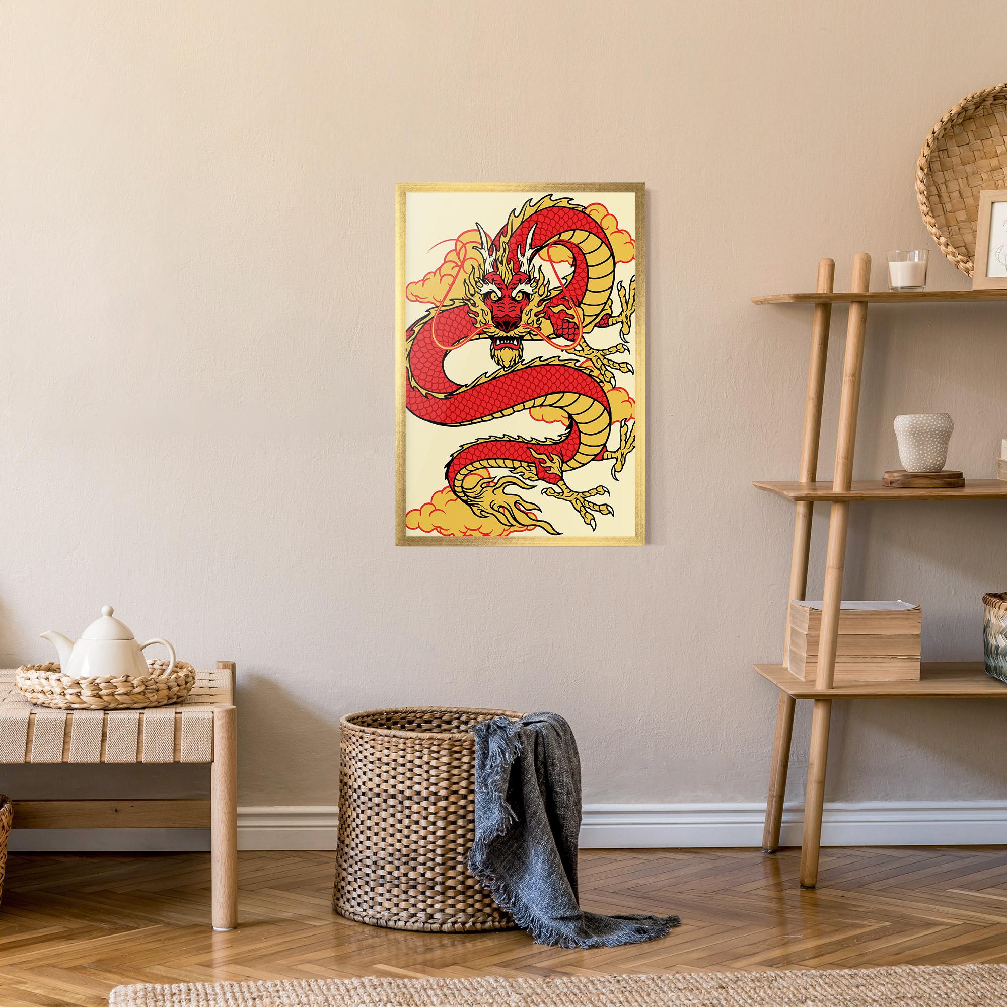 Poster Înrămat Red Yellow Dragon mockup 9