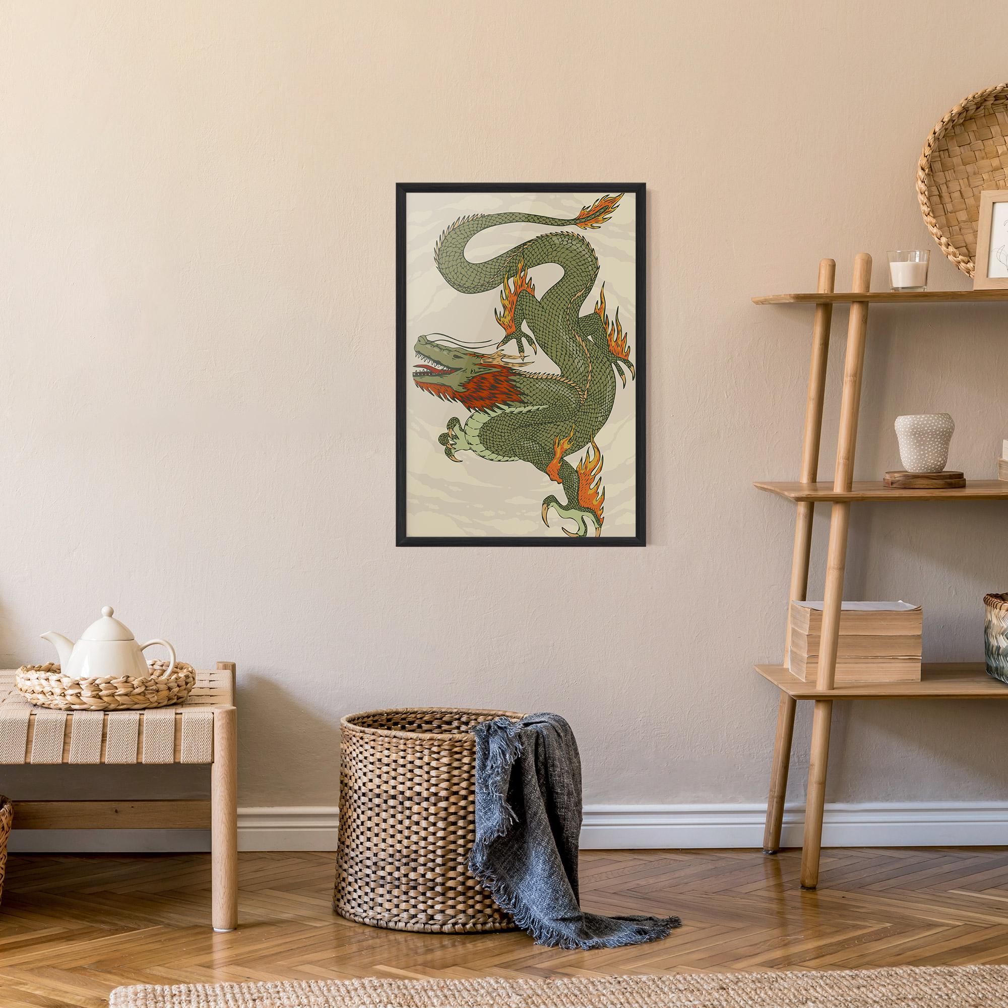 Poster Înrămat Chinese Dragon Green mockup 9