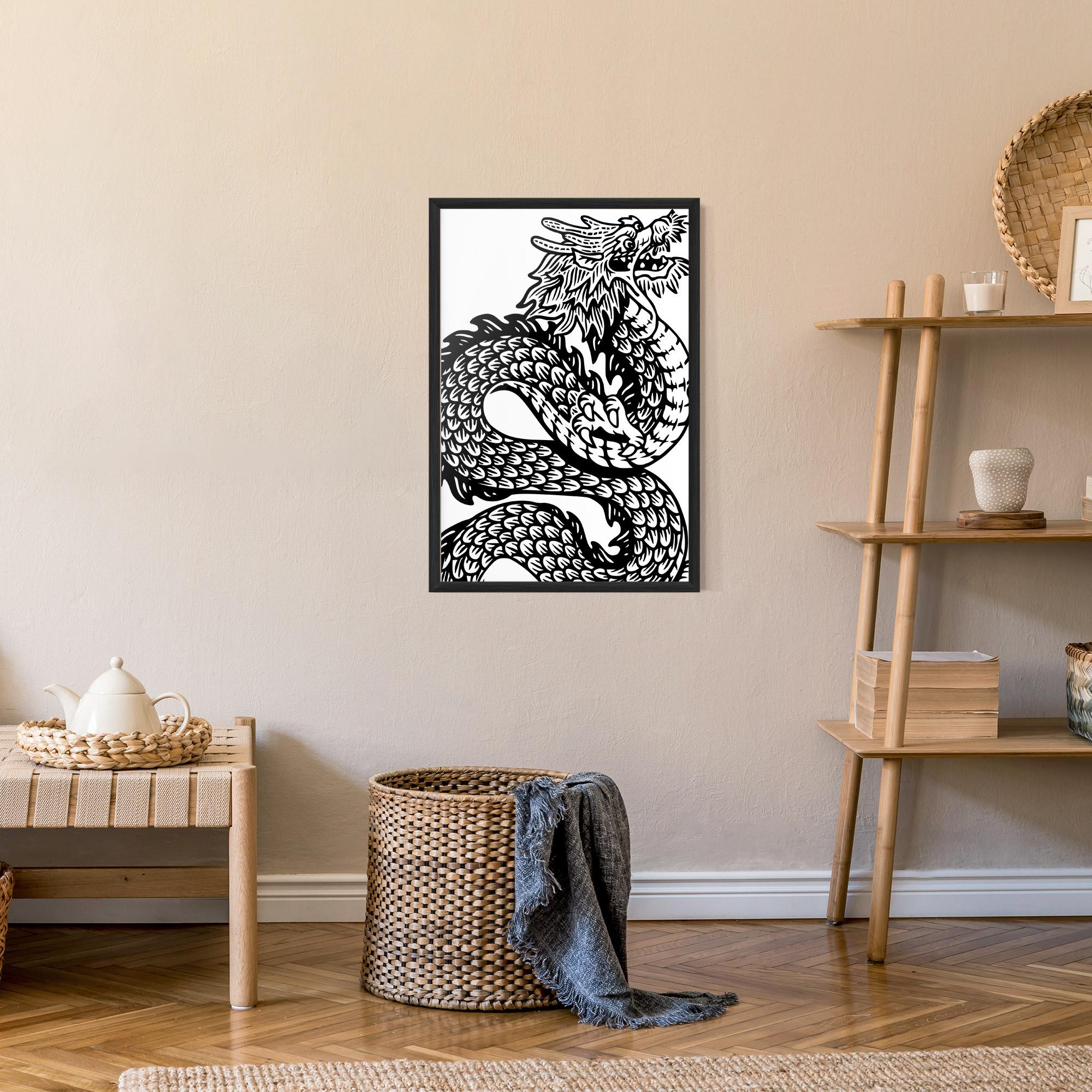 Poster Înrămat Dragon Black Line mockup 9