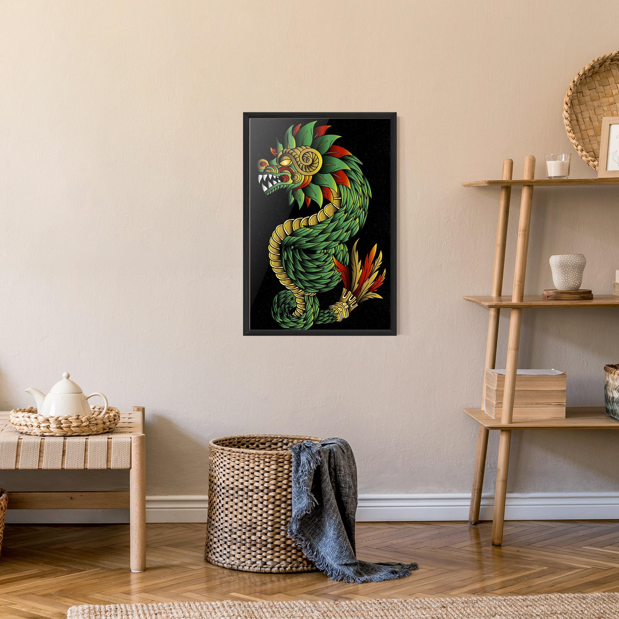 Poster Înrămat Green Yellow Dragon mockup 9