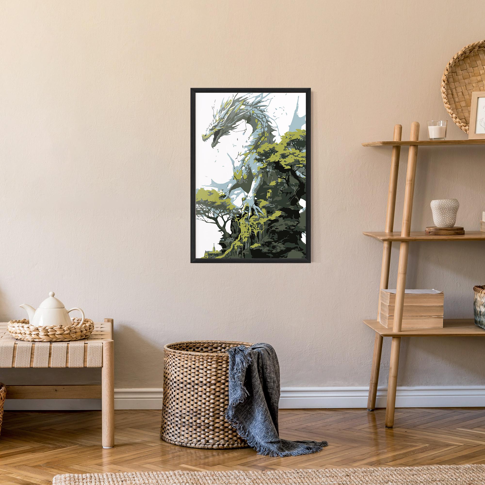 Poster Înrămat Grey Nature Dragon mockup 9