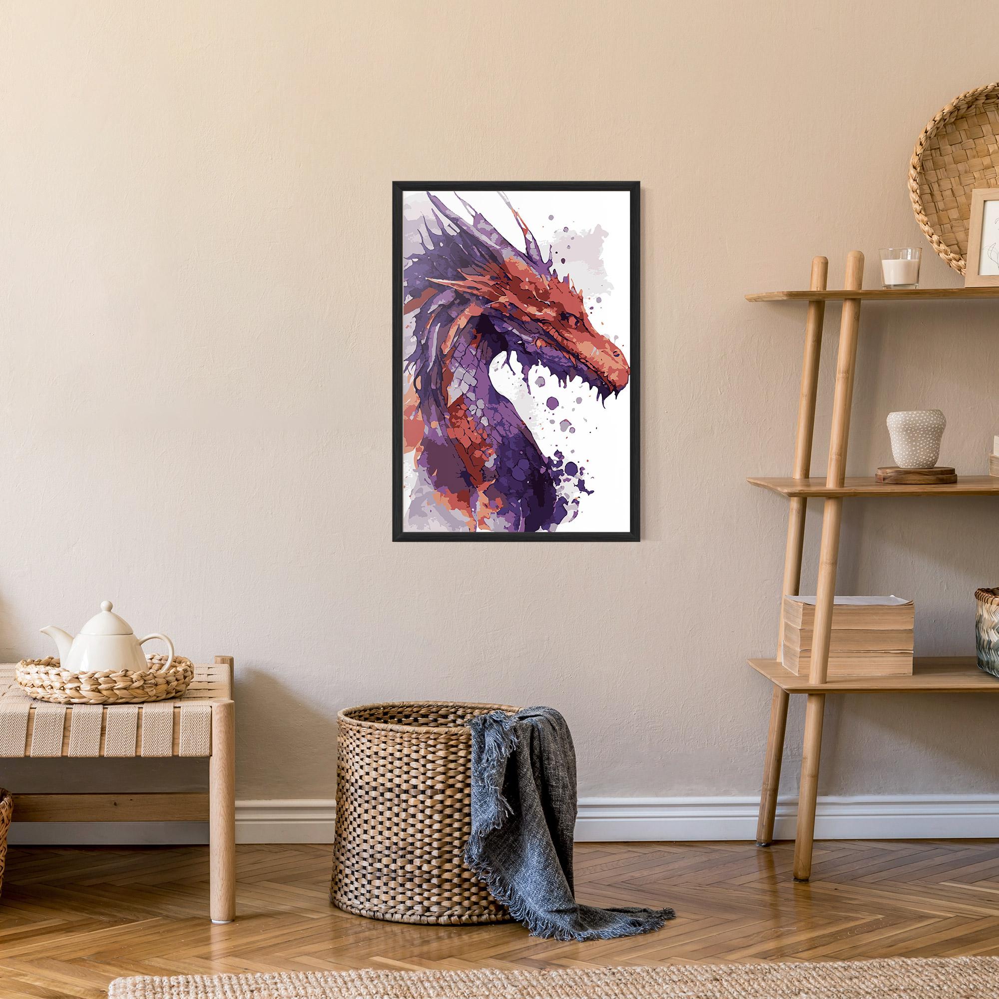 Poster Înrămat Orange Purple Dragon mockup 9