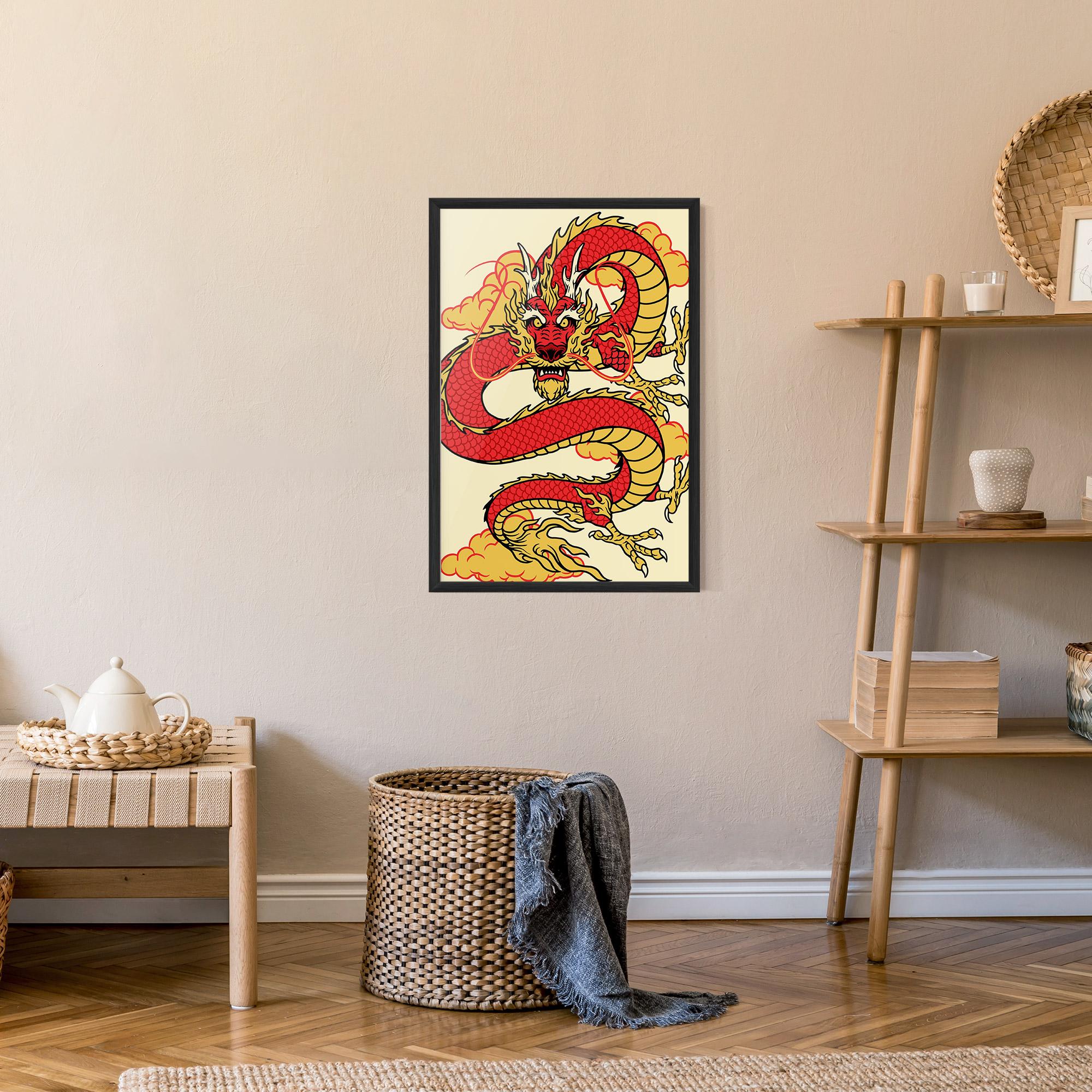 Poster Înrămat Red Yellow Dragon mockup 9