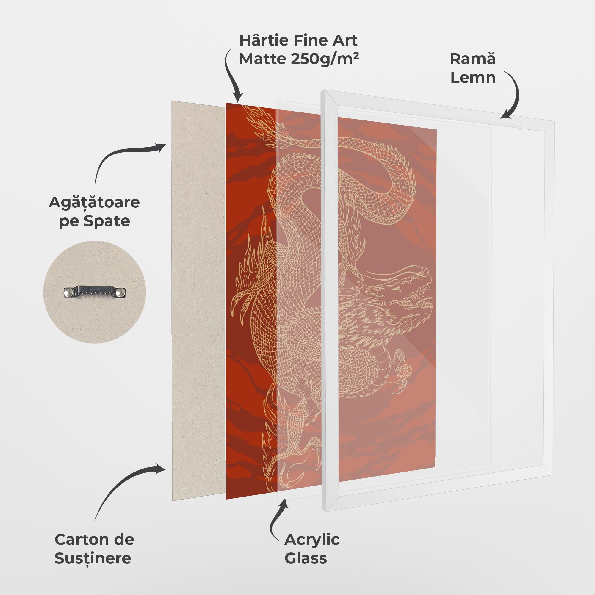 Poster Înrămat Chinese Dragon Red mockup 1